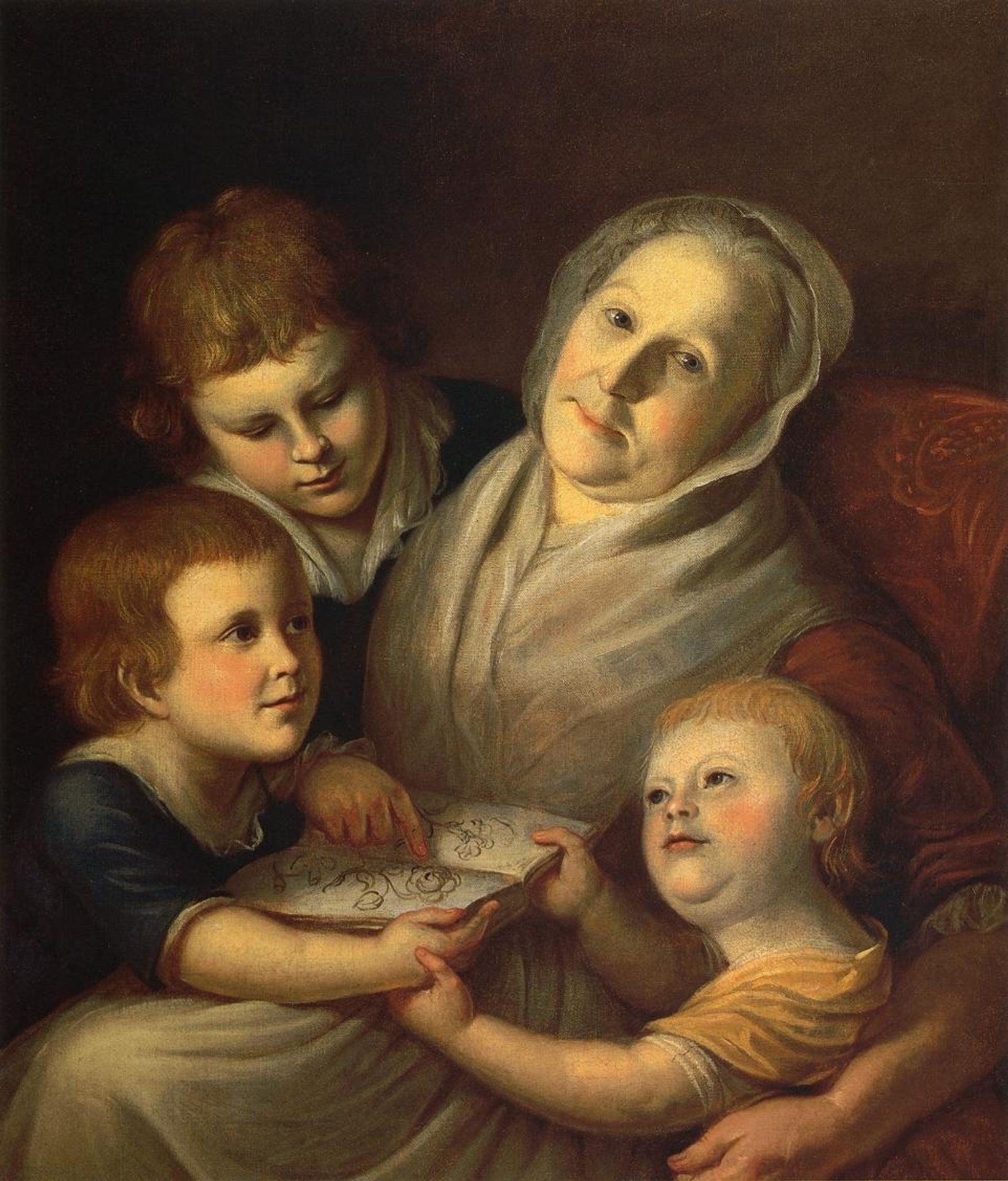 The Artist's Mother, Mrs. Charles Peale and Her Grandchildren, Raphaelle, Angelica & Rembrandt by Charles Willson Peale
