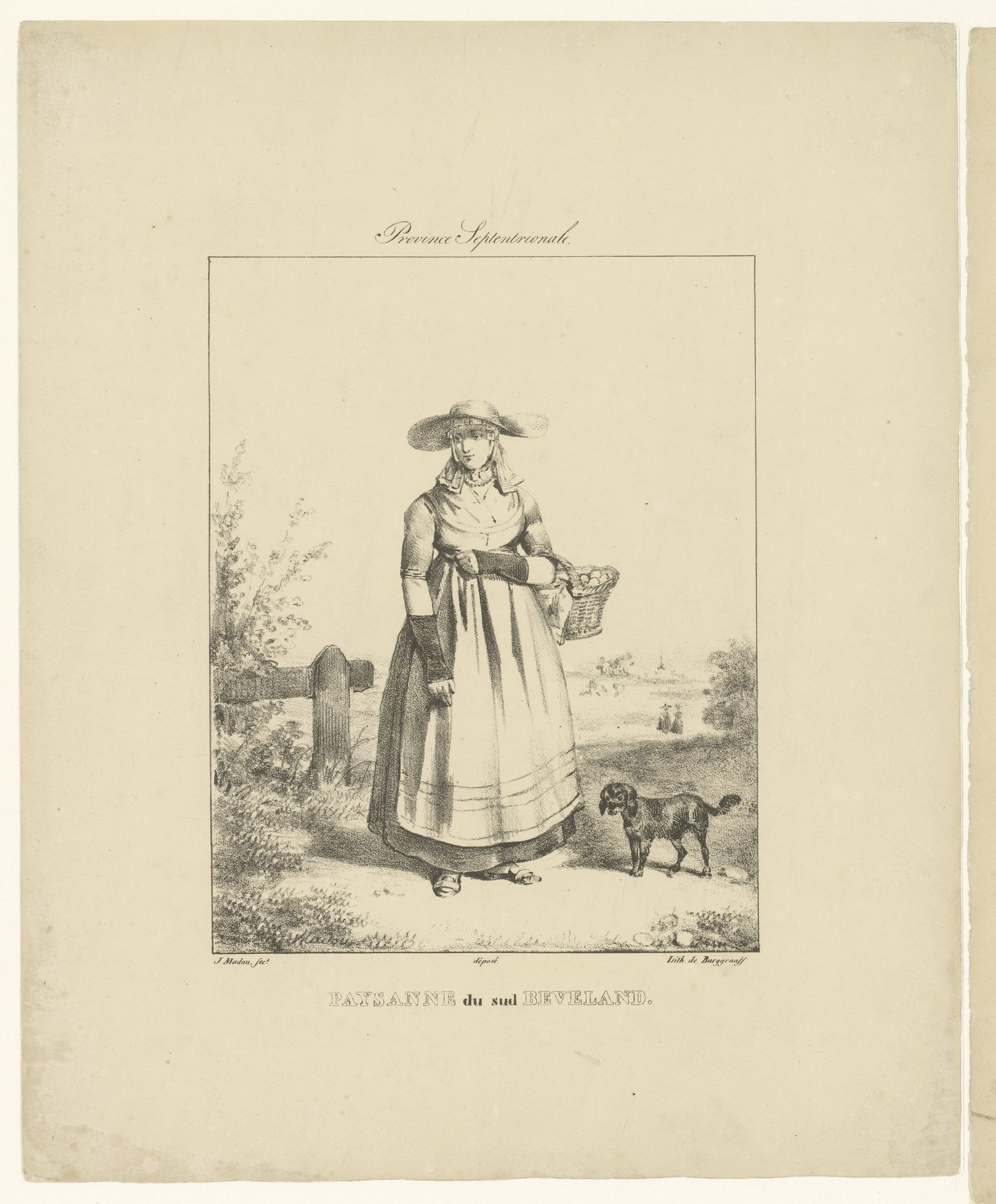 Vrouw uit Zuid-Beveland met mand en hond by Jean-Baptiste Madou