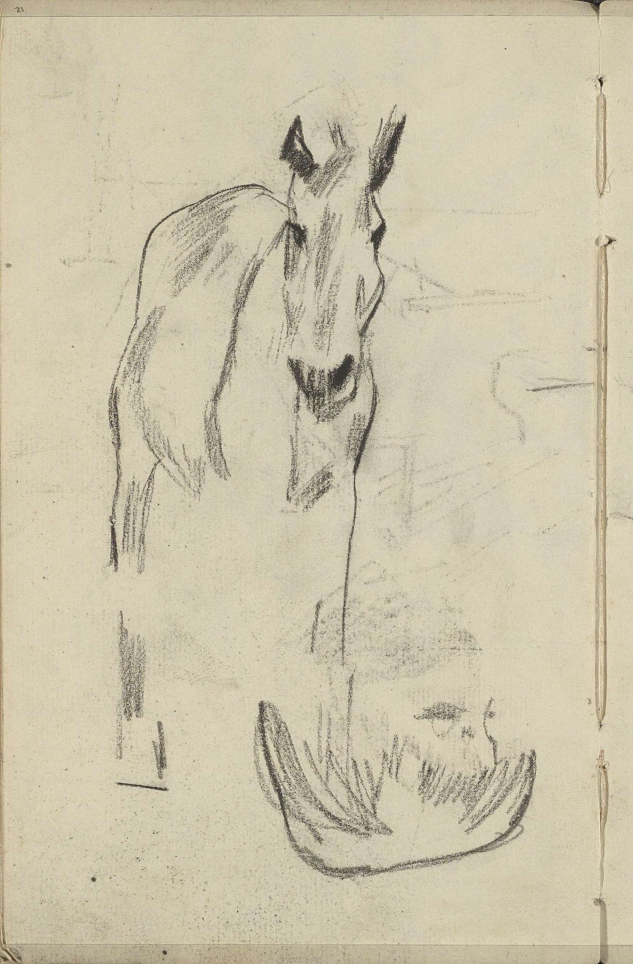Hoofd in profiel en een paard by George Hendrik Breitner