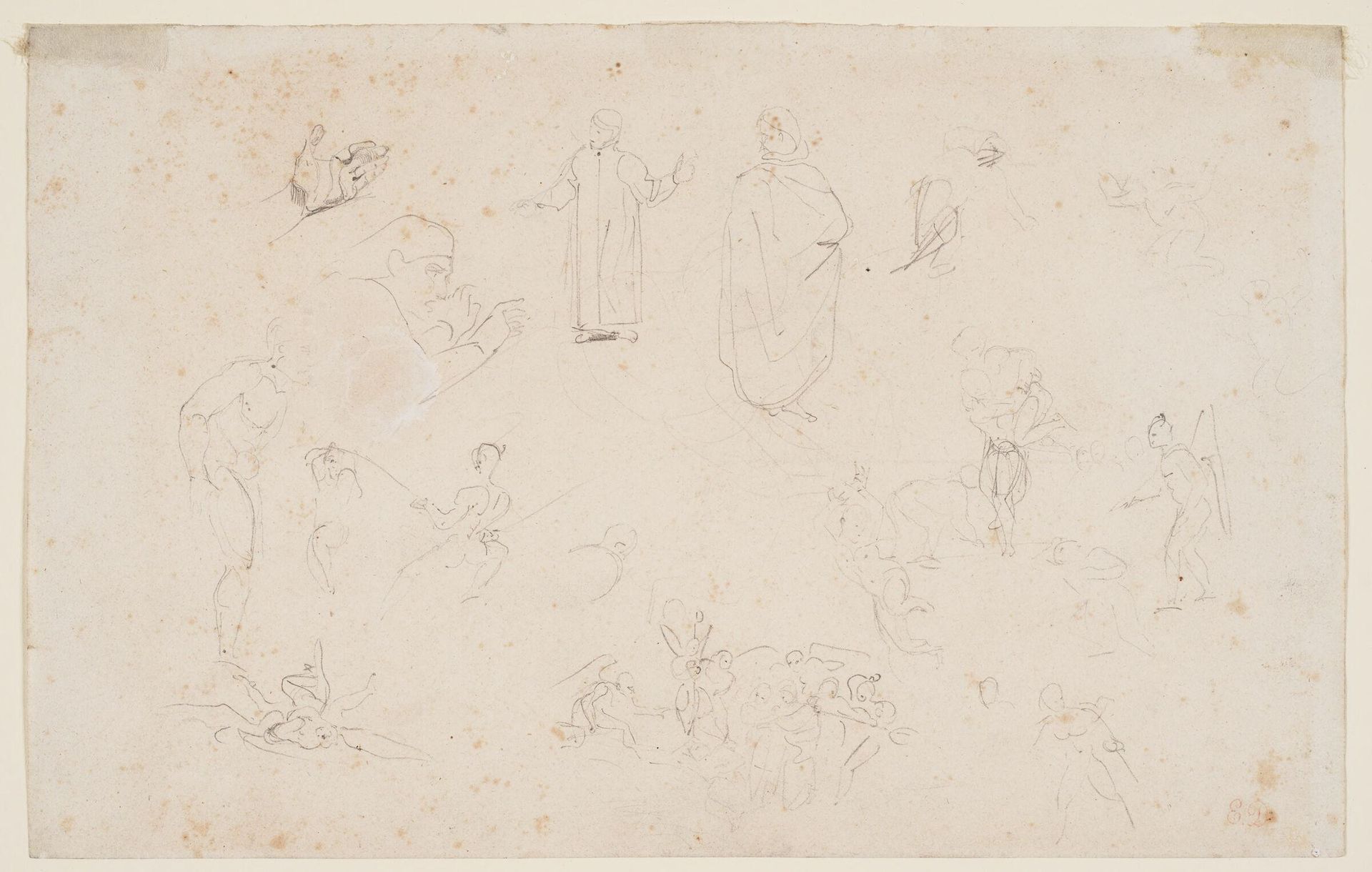 Sketches for Faust and Dante and Virgil; verso: Sketches for Faust by Eugène Delacroix
