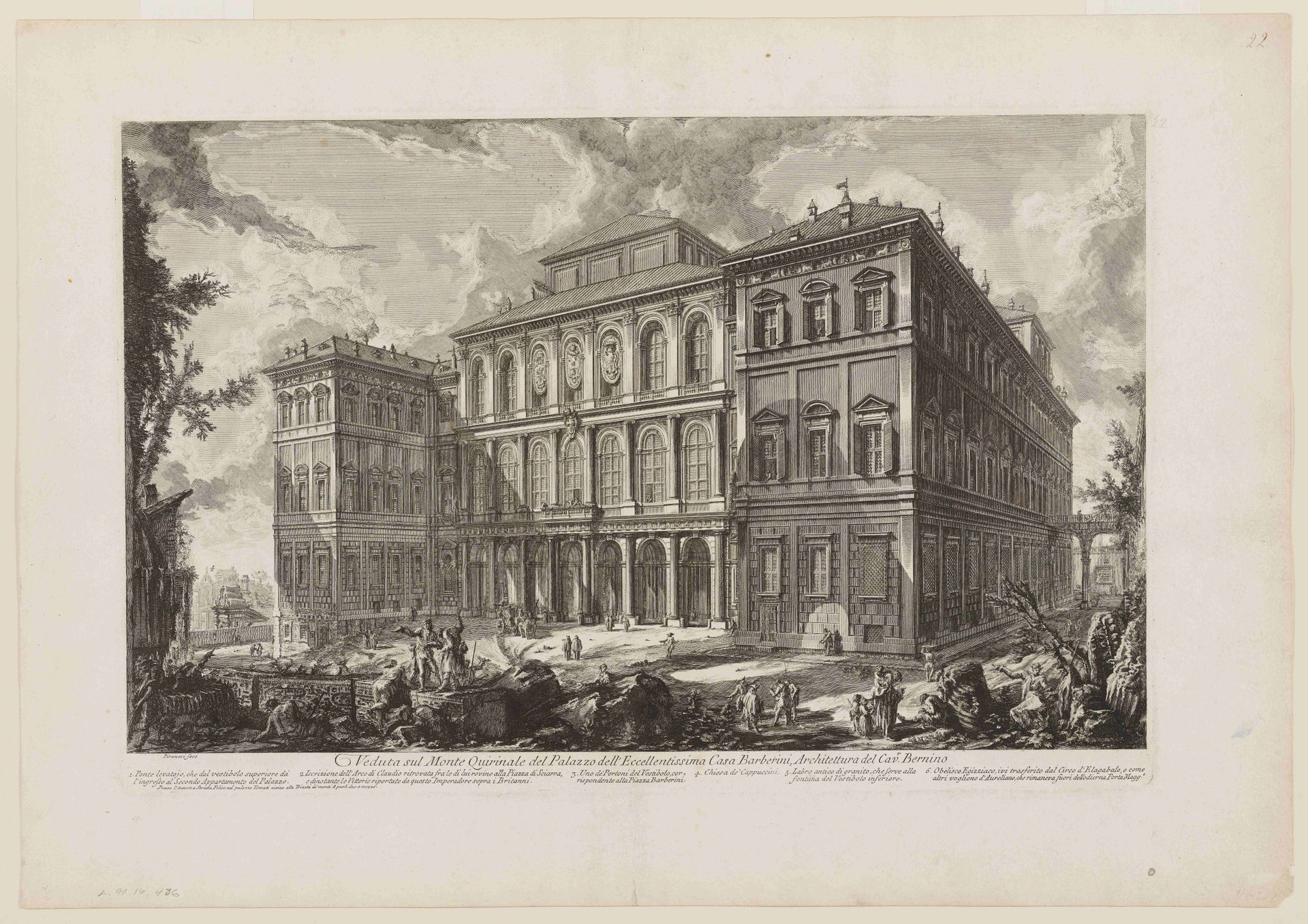 Vedute sul Monte Quirinale del Palazzo dell' Eccellentissima Casa Barberini by Giovanni Battista Piranesi