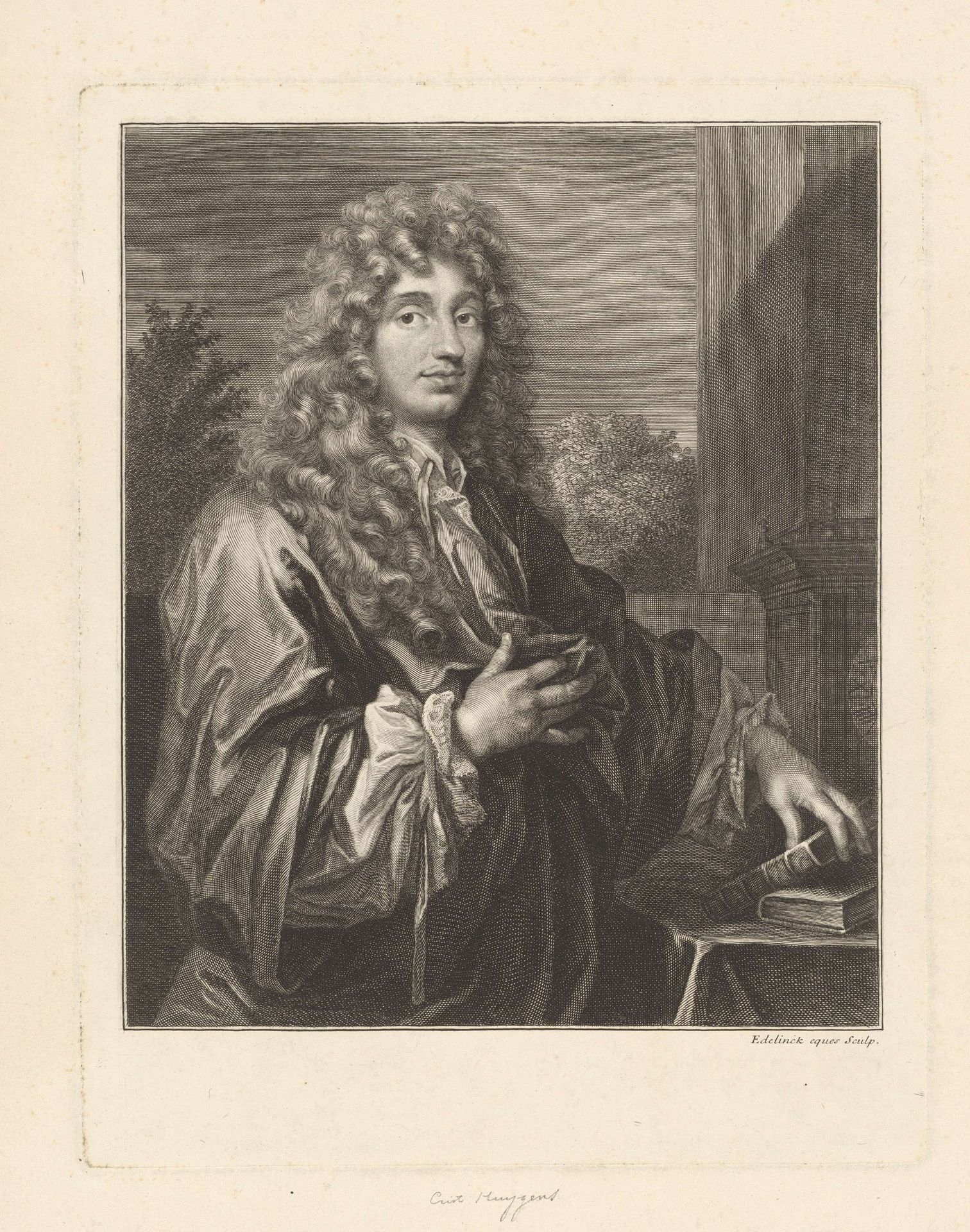 Portret van Christiaan Huygens by Gérard Edelinck