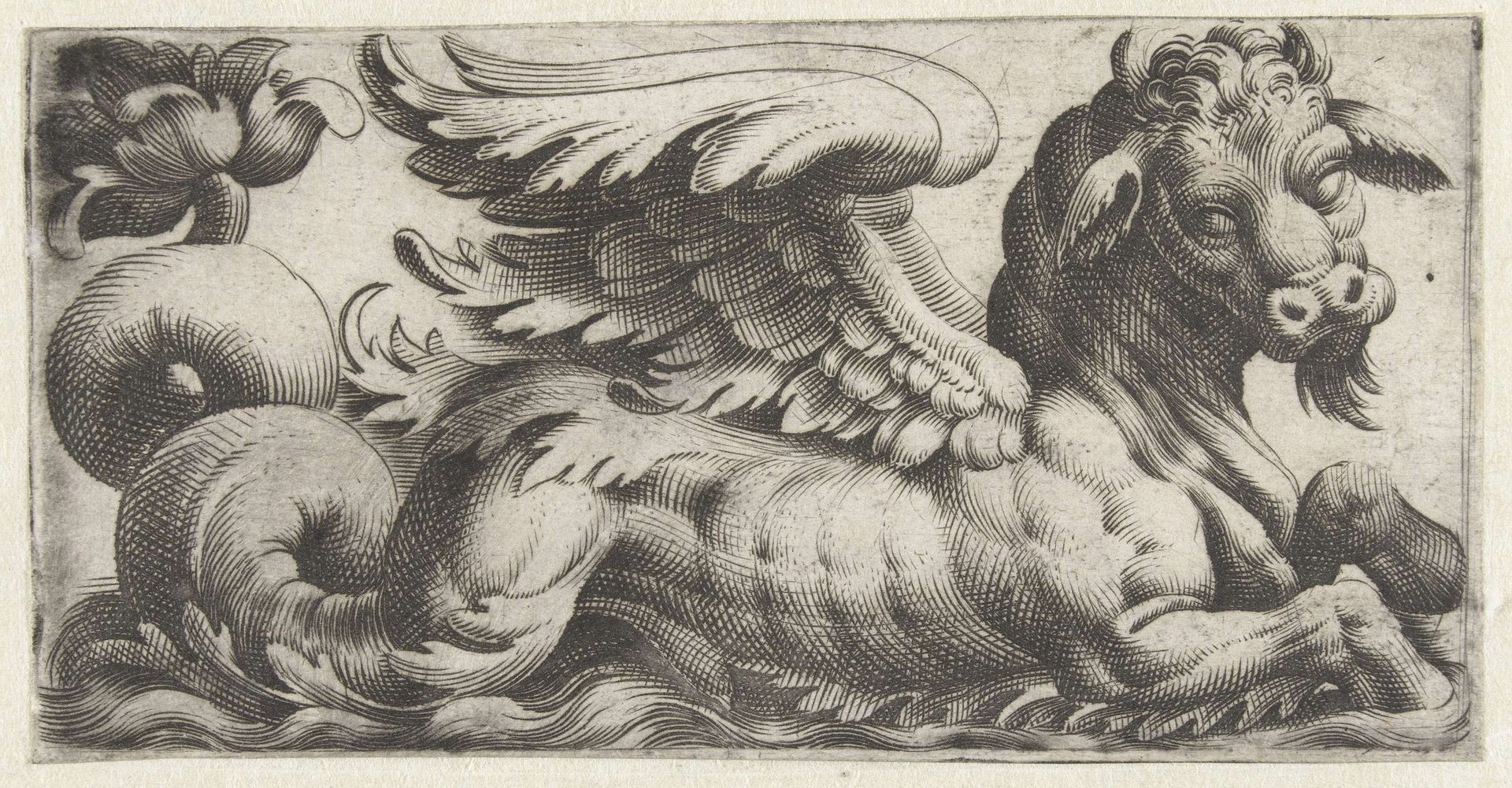 Gevleugelde zeestier met een sik by Giovanni Andrea Maglioli