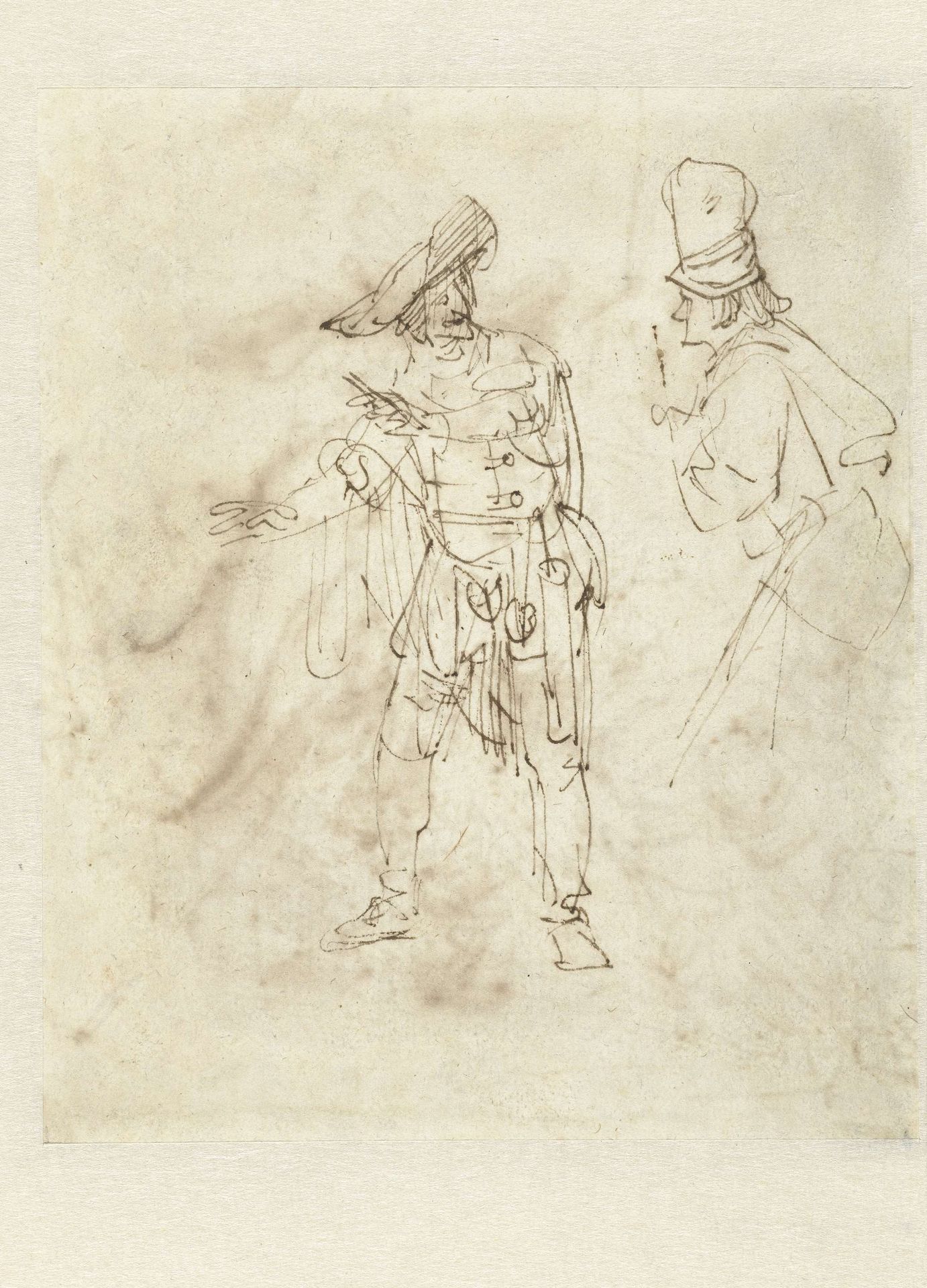 Actor in the Role of Pantalone Engaged in Conservation by Rembrandt van Rijn