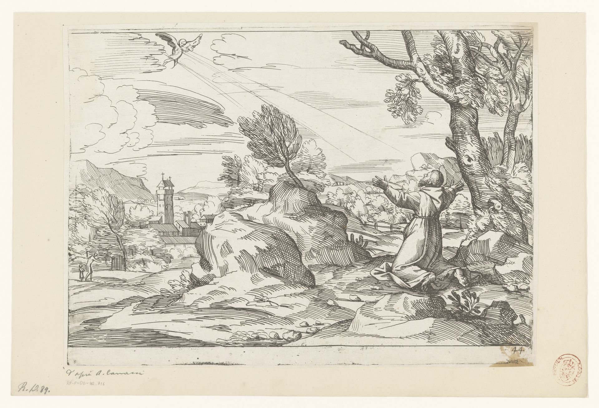 H. Franciscus ontvangt de stigmata by Jean-Baptiste Corneille