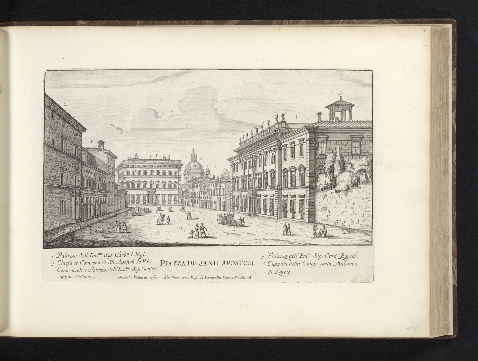 Piazza Santi Apostoli te Rome by Giovanni Battista Falda