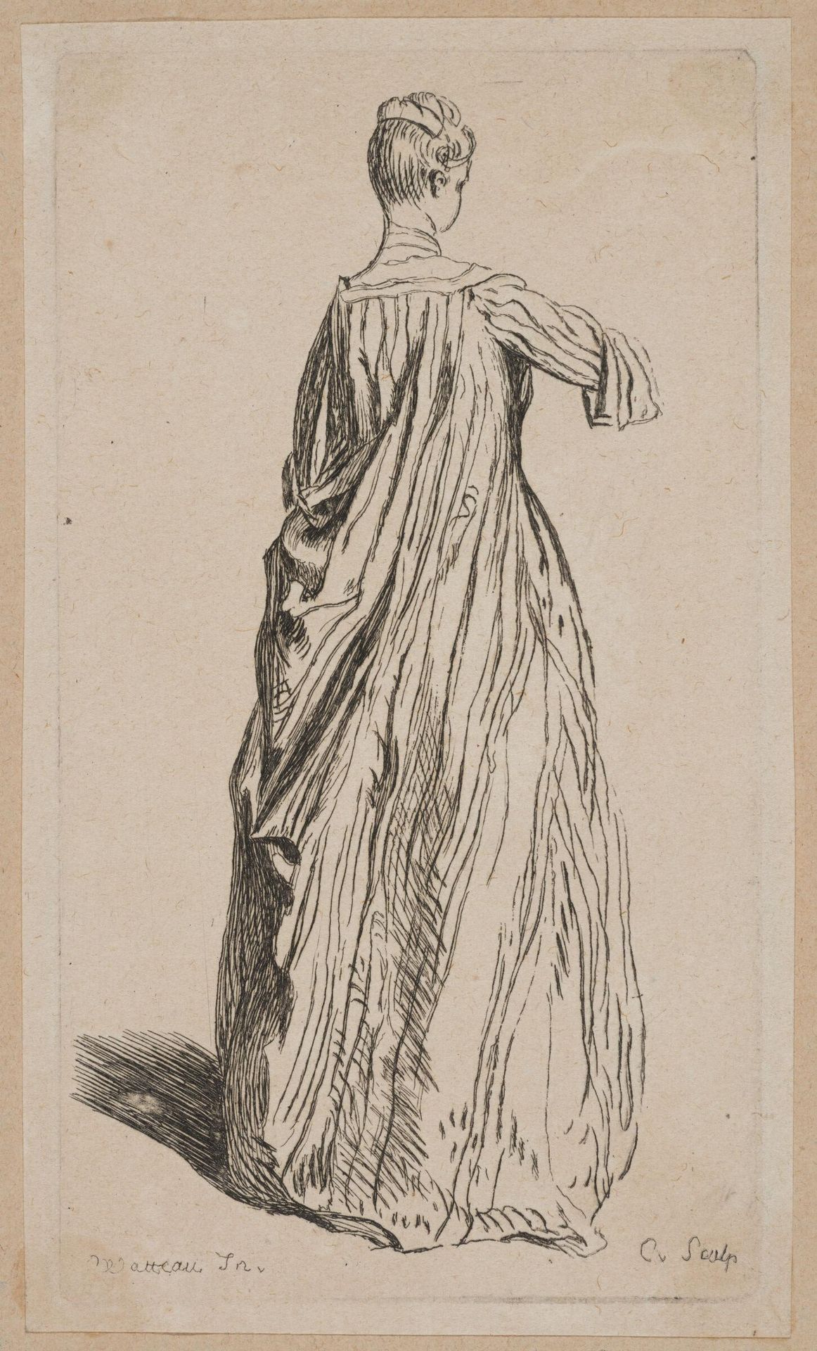Standing Woman Seen from Behind, Wearing a Long Robe by A. Claude Philippe de ThubiÃ¨res comte de Caylus