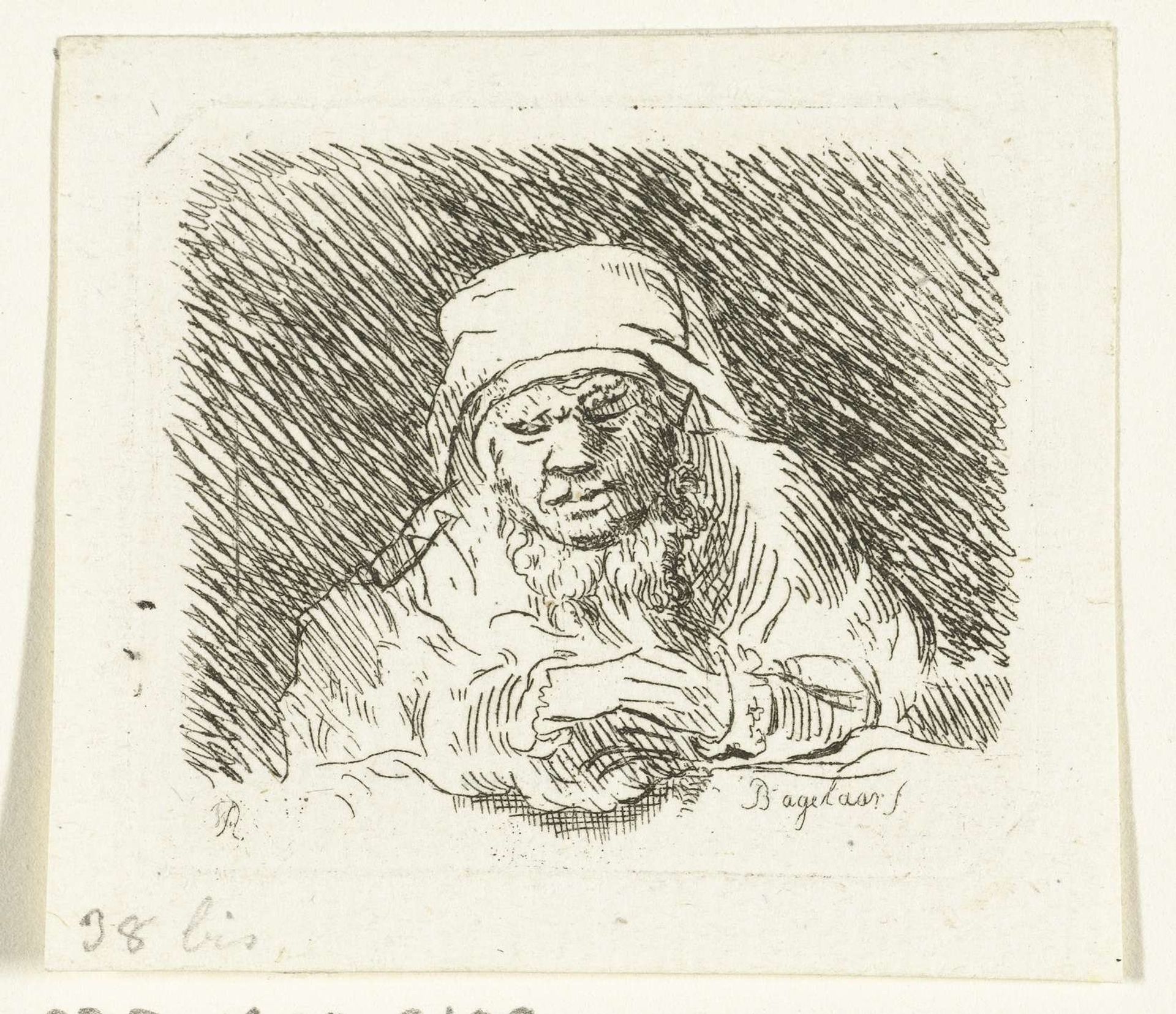 Slapende oude man by Ernst Willem Jan Bagelaar