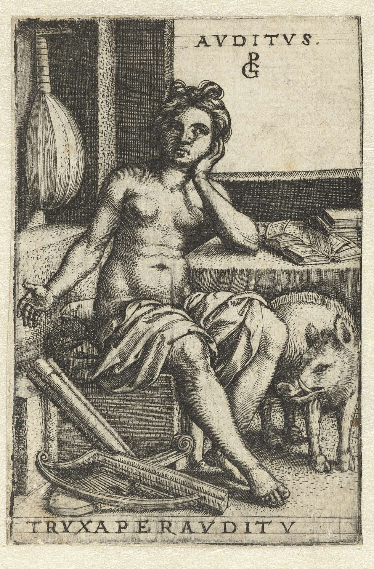 Gehoor (Auditus) by Georg Pencz