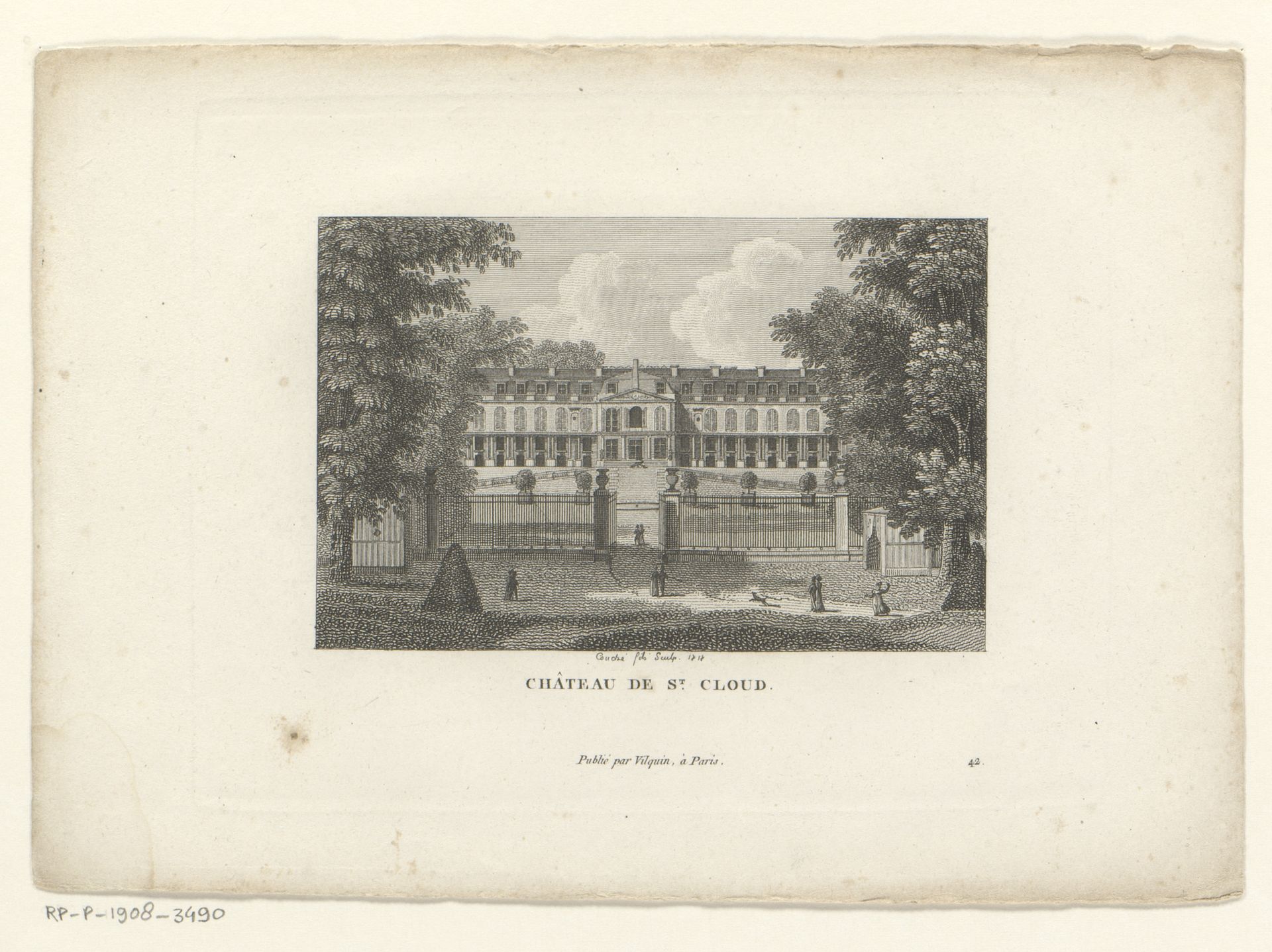 Gezicht op het Kasteel van Saint-Cloud by François Louis Couché