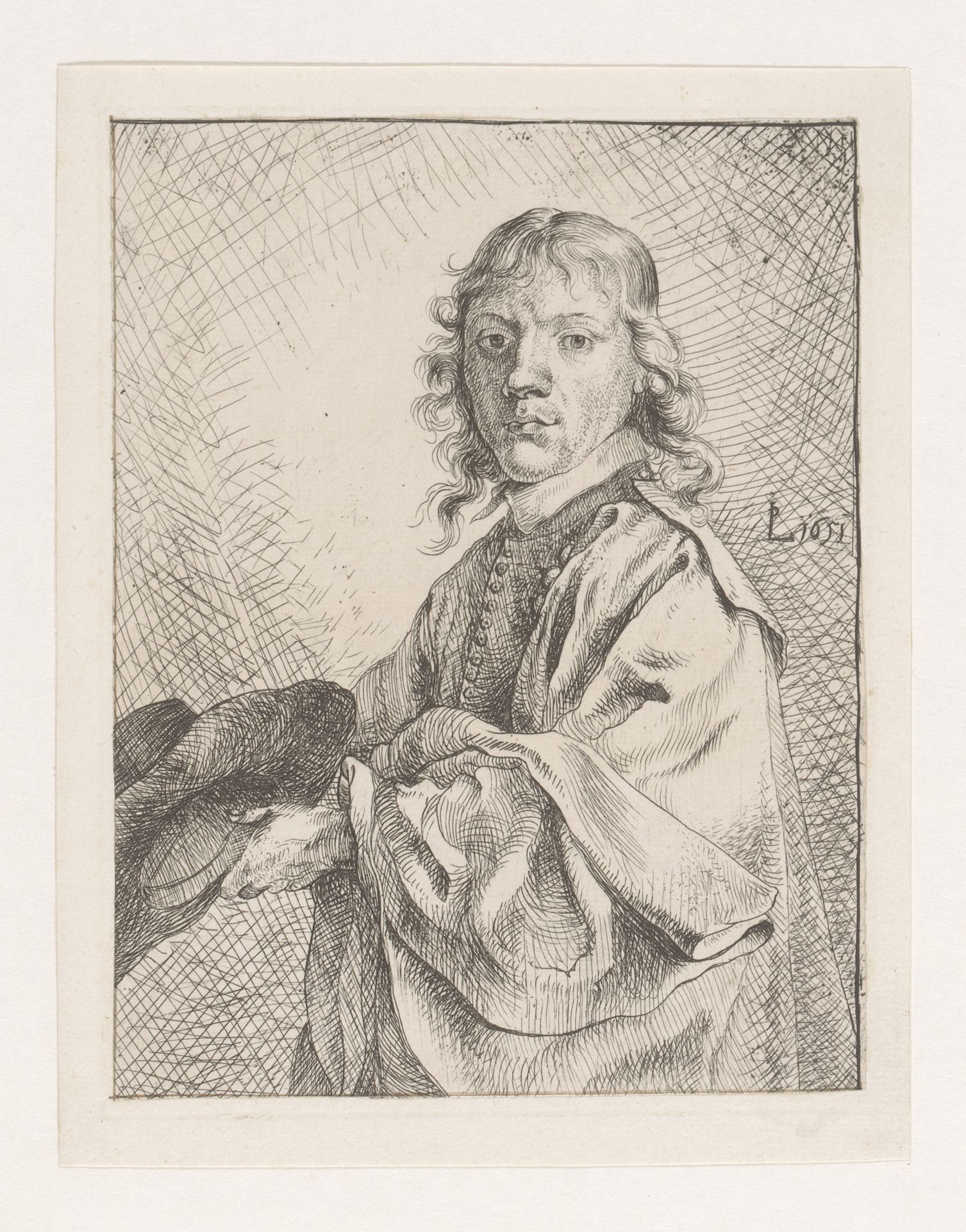 Portret van een onbekende man met een hoed in de hand by Johann Philipp Lemke