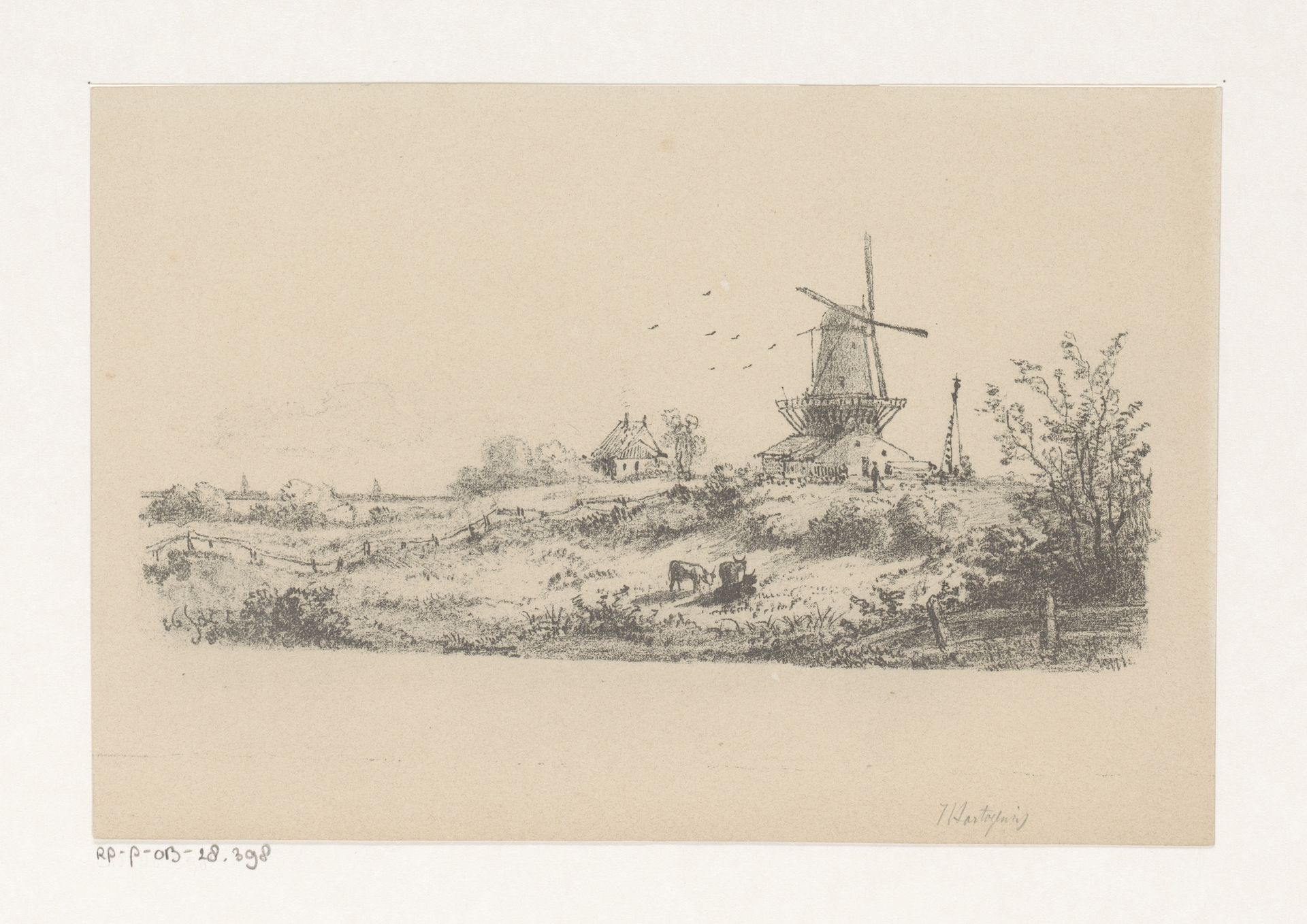Landschap met molen by Joseph Hartogensis