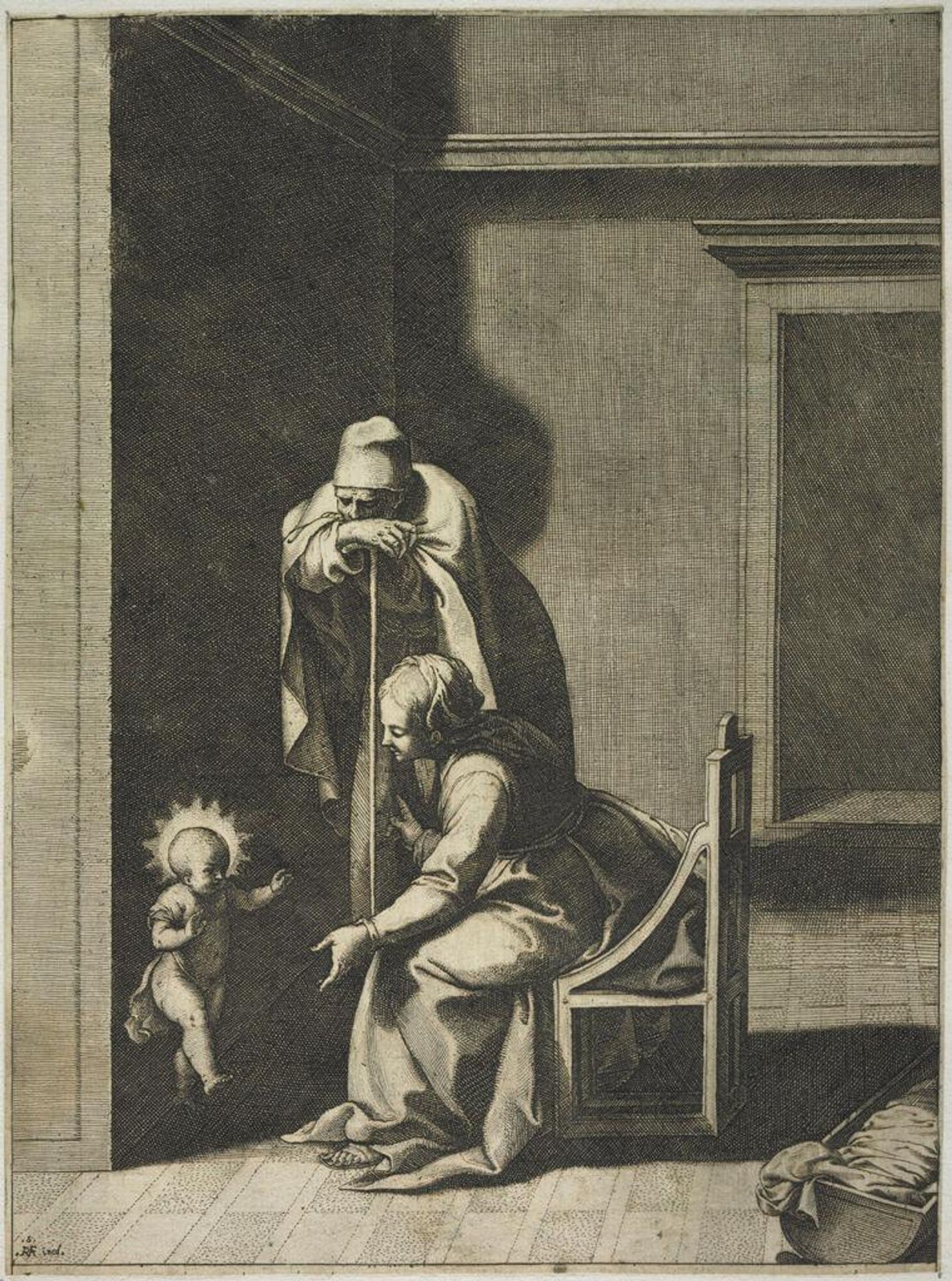 The Madonna Teaching the Infant Christ to Walk by Raffaello Schiaminossi