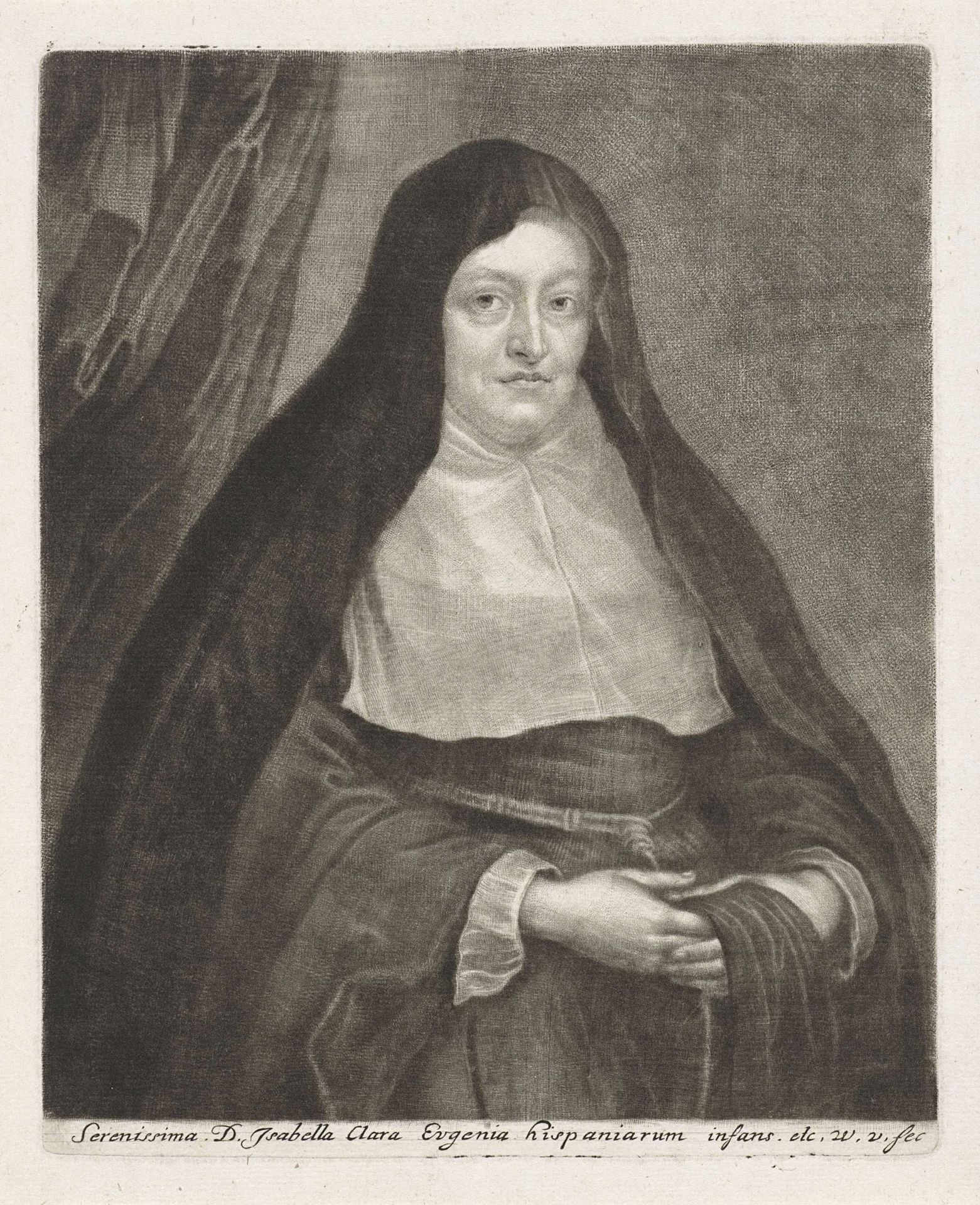 Portret van Isabella Clara Eugenia, infante van Spanje by Wallerant Vaillant
