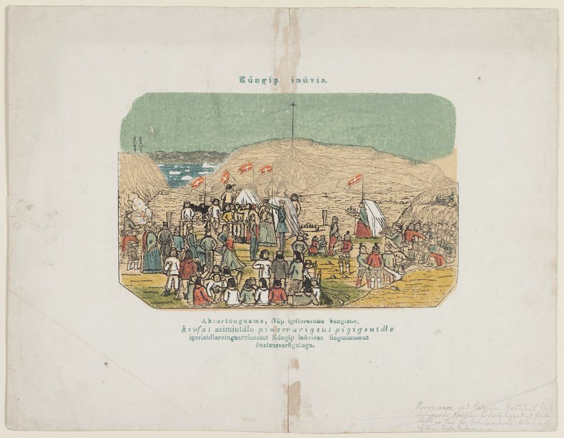 Fugleskydningsfesten i anledning af Frederik VII's fødselsdag 1859 ("Kúngip inûvia") by Aron fra Kangeq