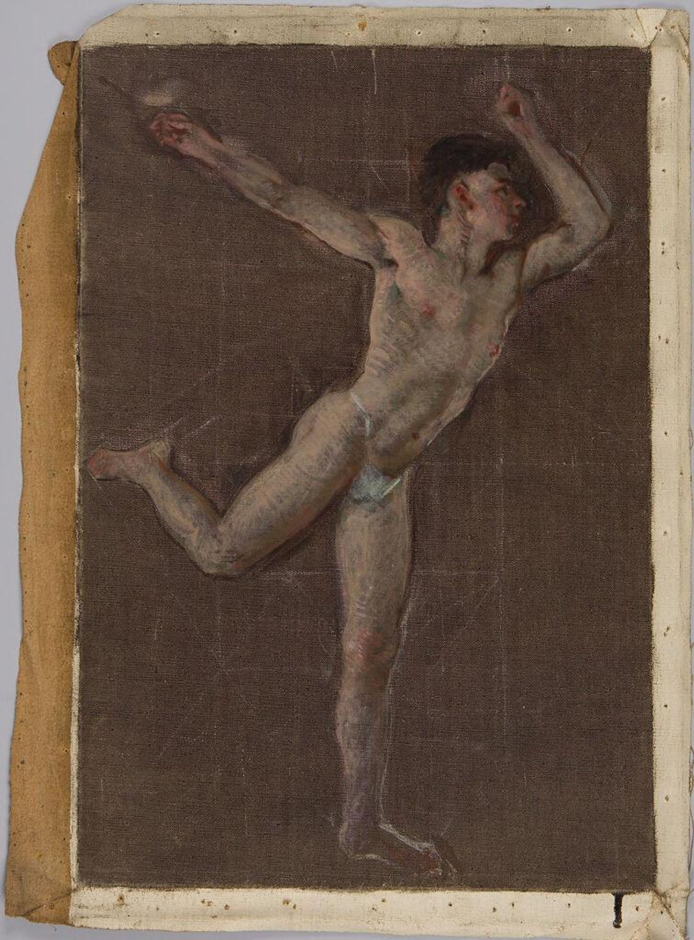 Portrait of a Standing Young Man with Arms Raised by Denman Waldo Ross