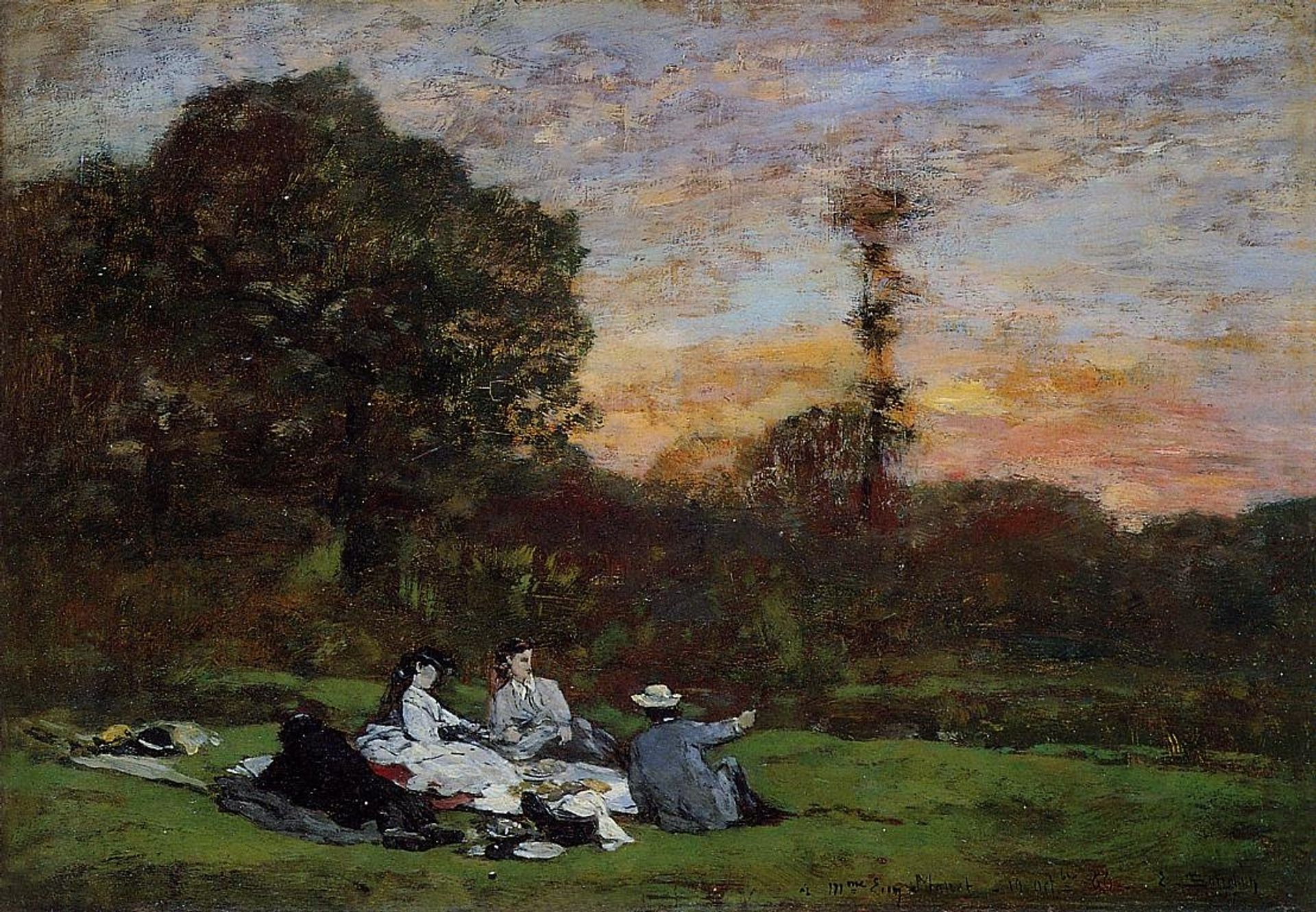 The Manet Family picnicking by Eugène Boudin