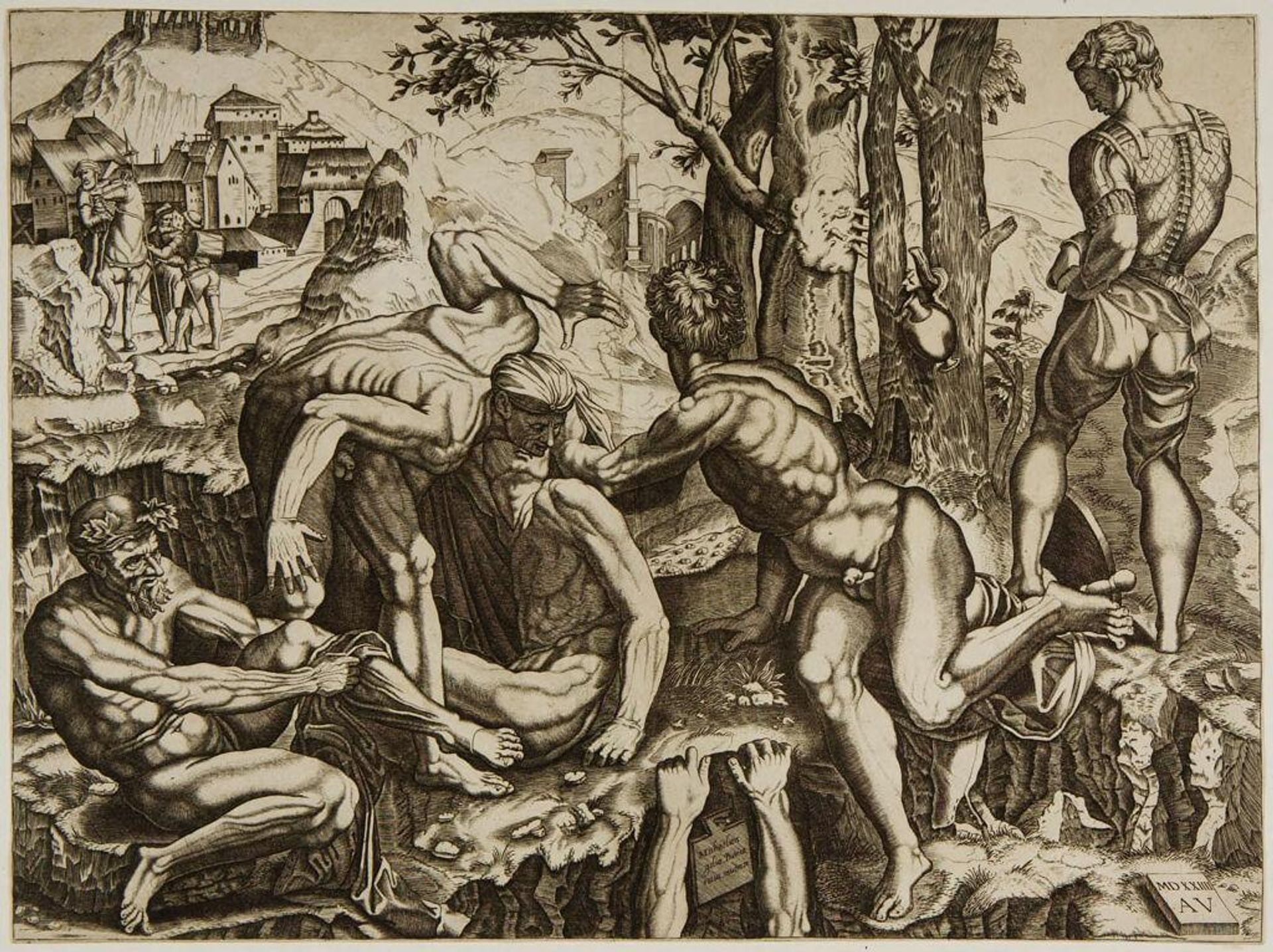 Soldiers Bathing in the Arno by Agostino Veneziano