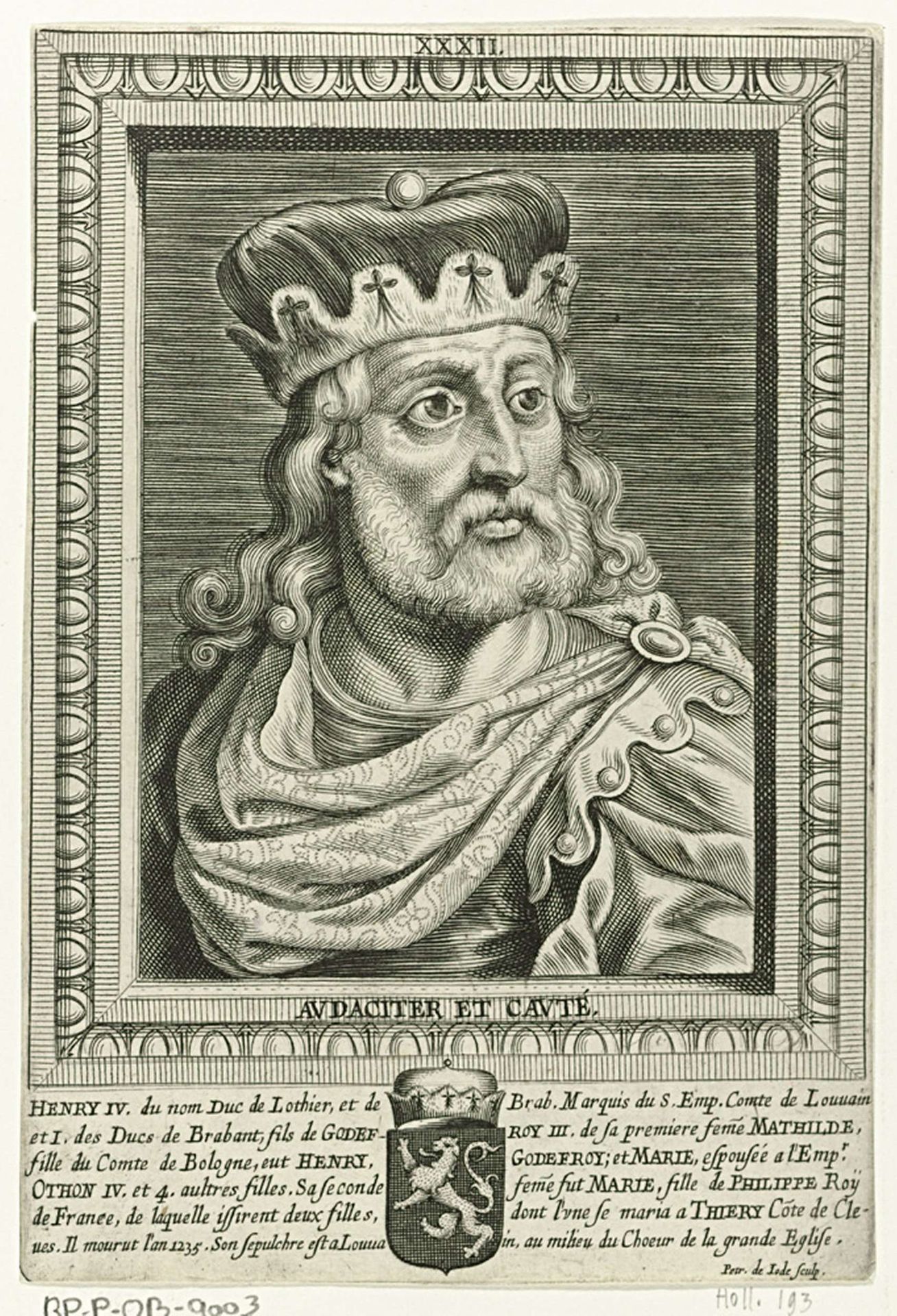 Portret van Hendrik I, hertog van Brabant by Pieter de (II) Jode