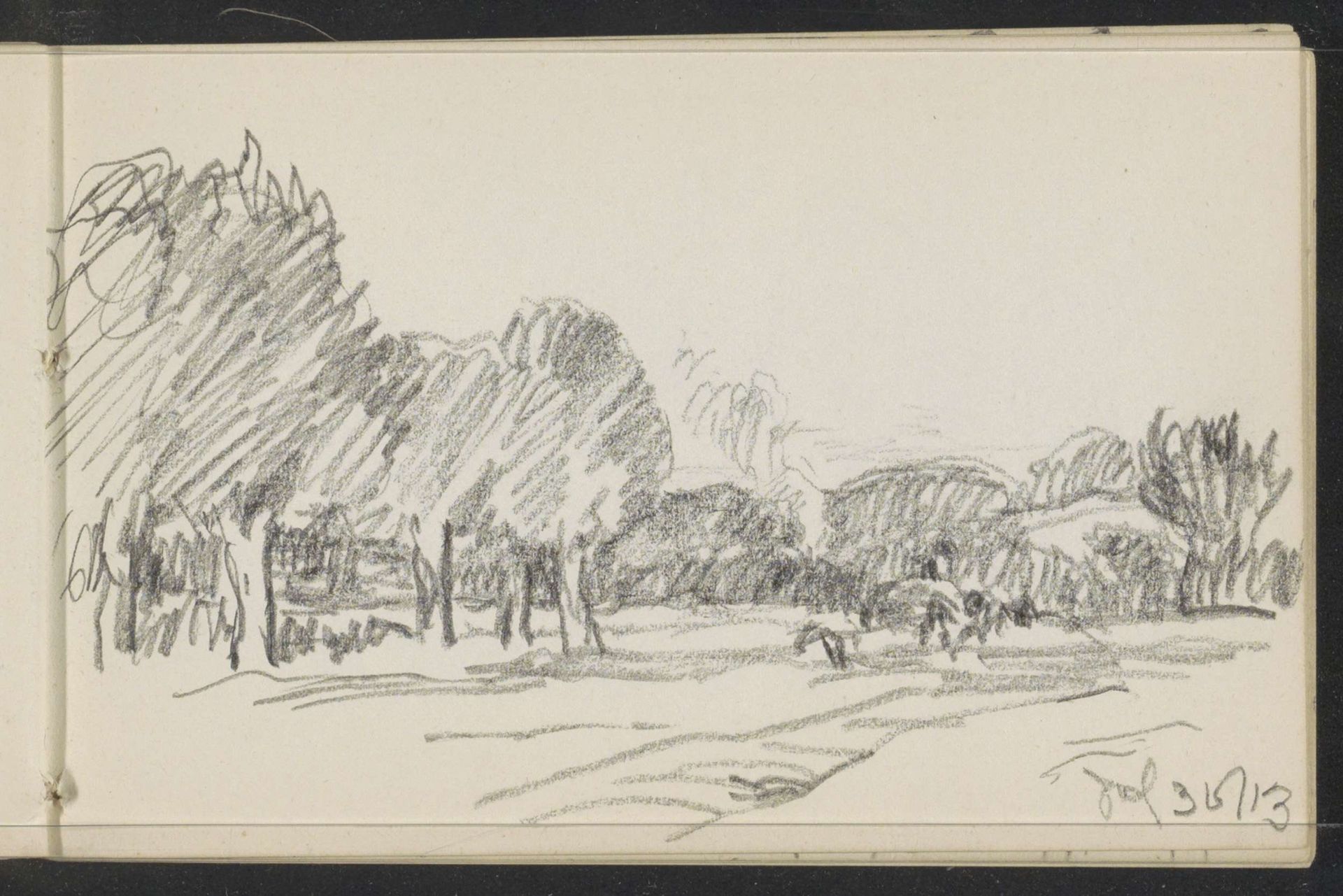 Landschap met bomen en figuren by Alexander Shilling