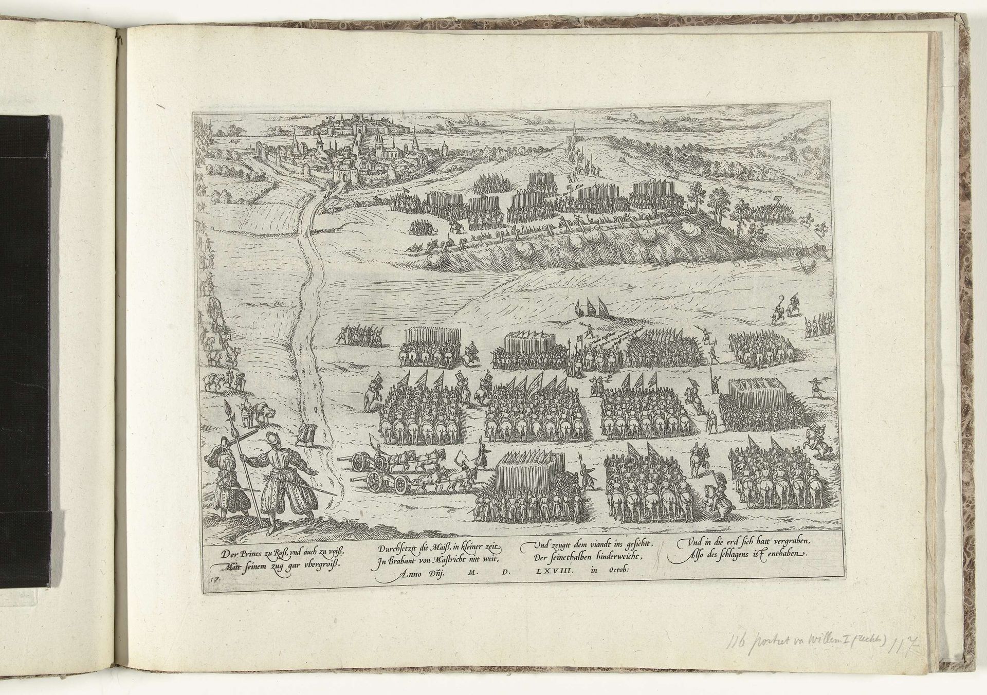 Prins van Oranje trekt over de Maas, 1568 by Frans Hogenberg