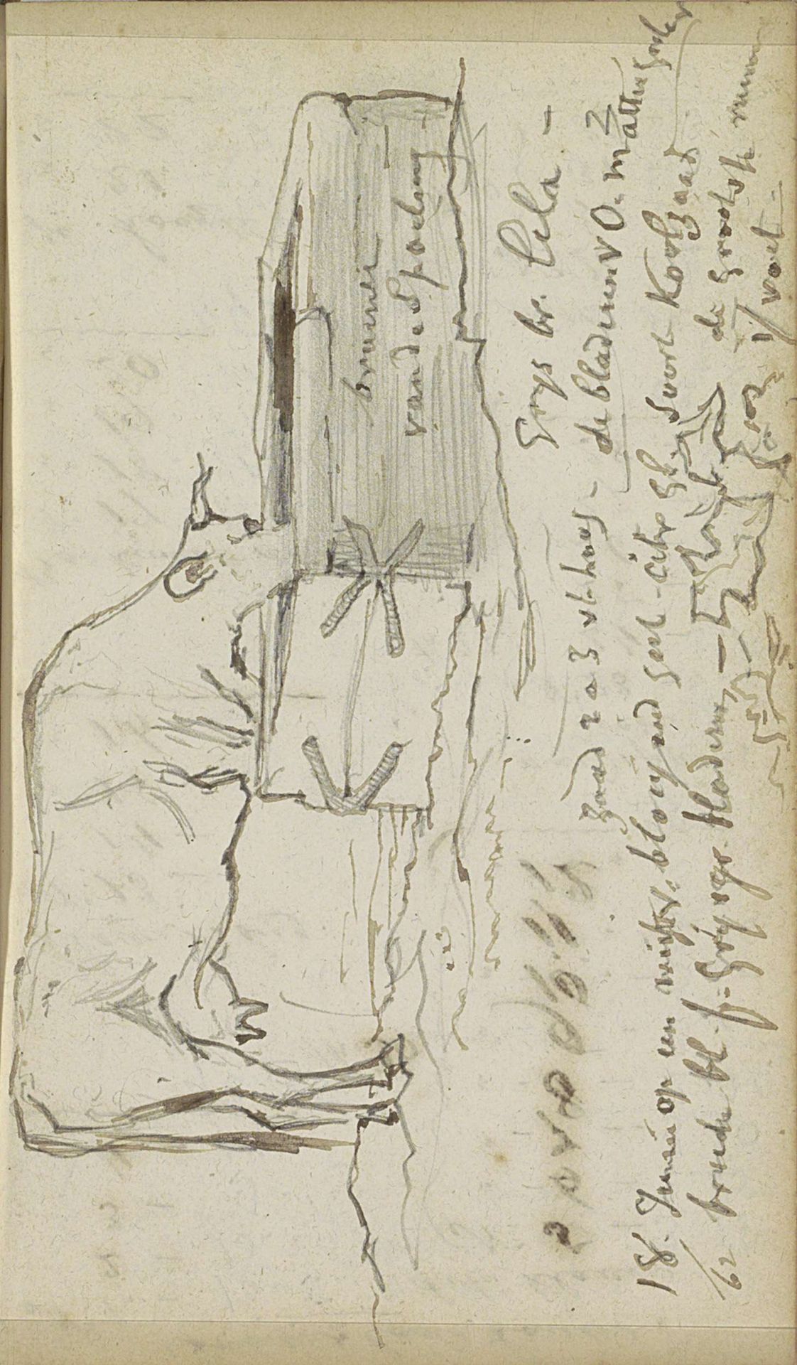 Koe bij een houten voederbak by Johannes Tavenraat