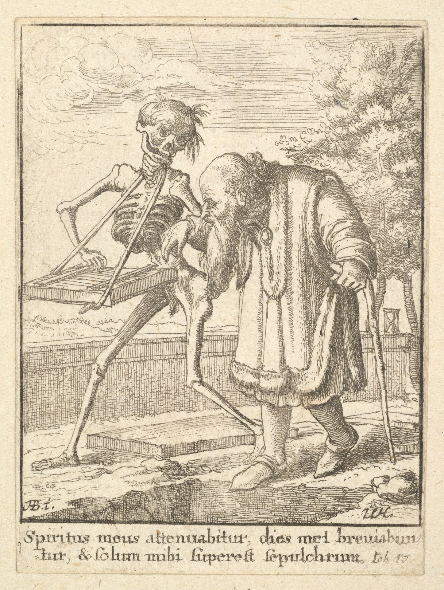 Old man, from the Dance of Death by Wenceslaus Hollar