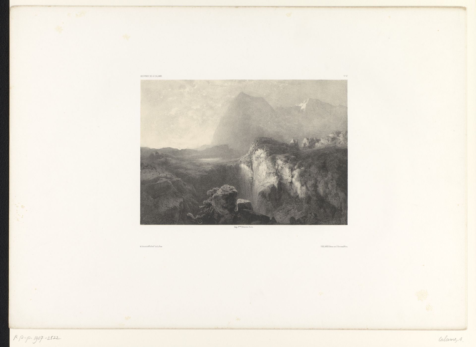 Berglandschap met kloof en doorbrekende zon by Alexandre Calame