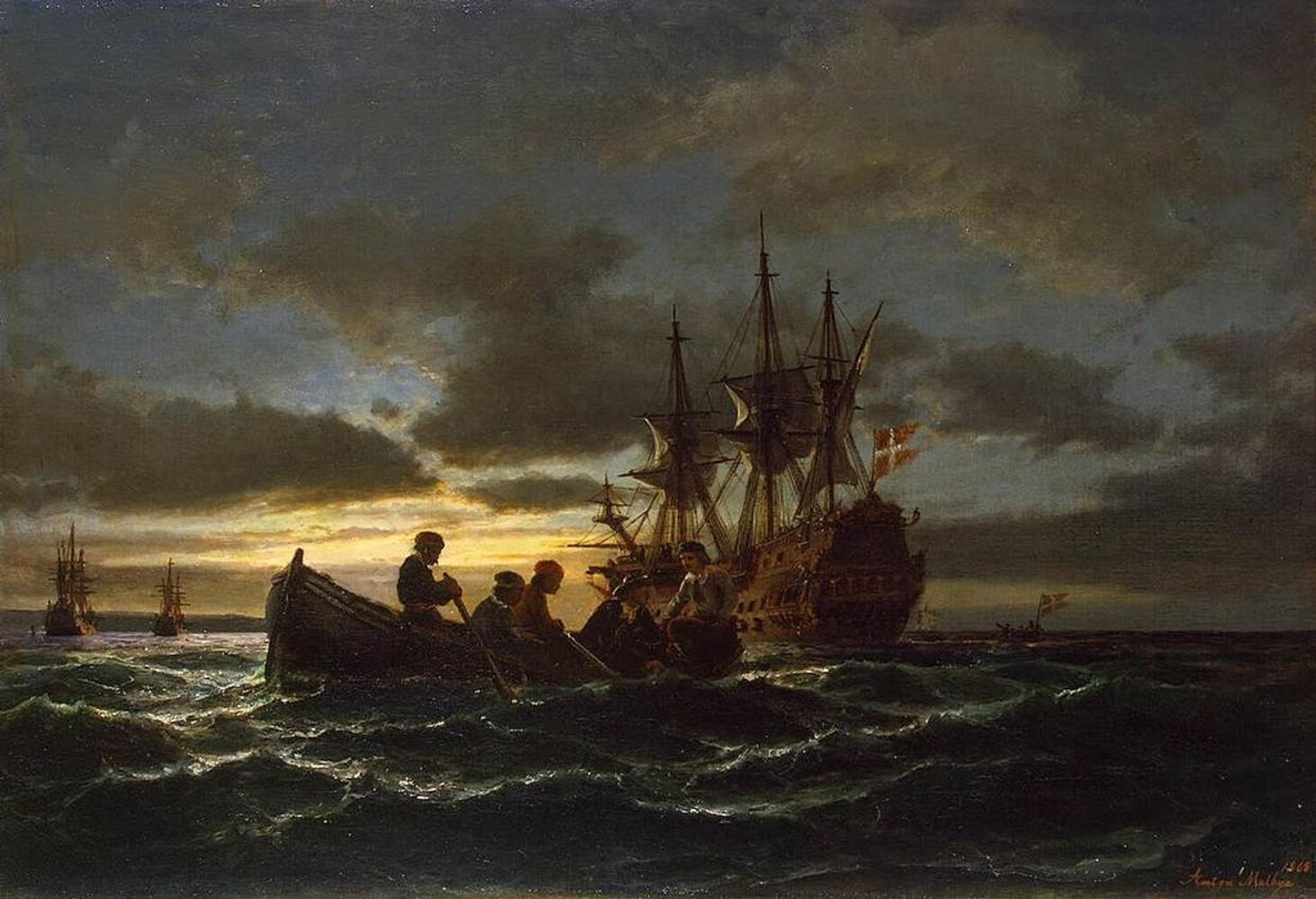 Sea at Night by Anton Melbye