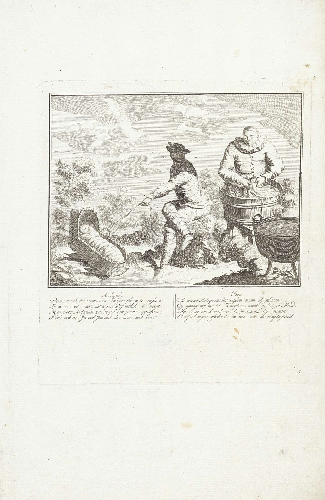Arlequin wiegt zijn kleine Arlequin by Anonymous