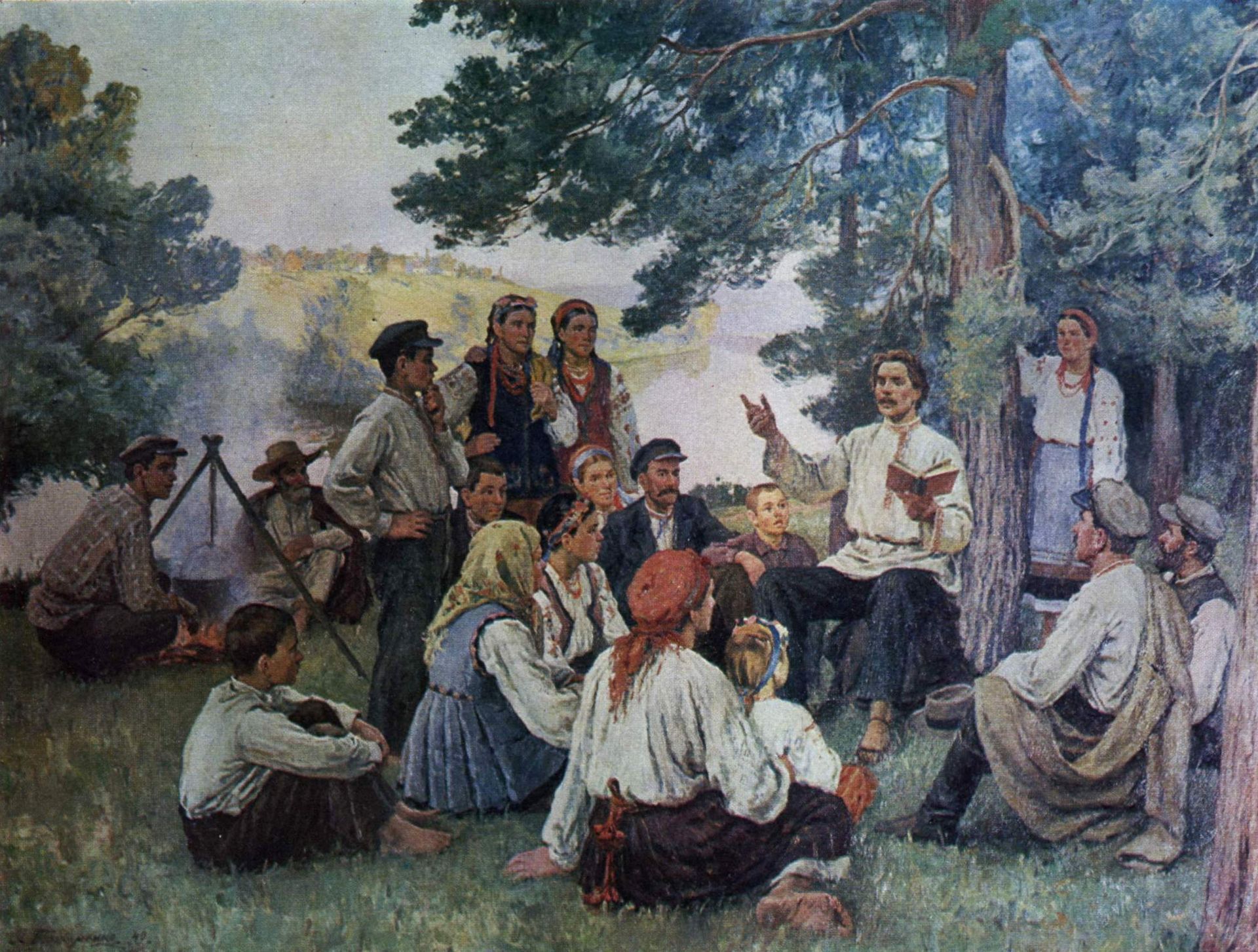 Gorky Reads Shevchenko's Works to Peasants in the Village of Manuilovtsi by Karpo Trokhymenko