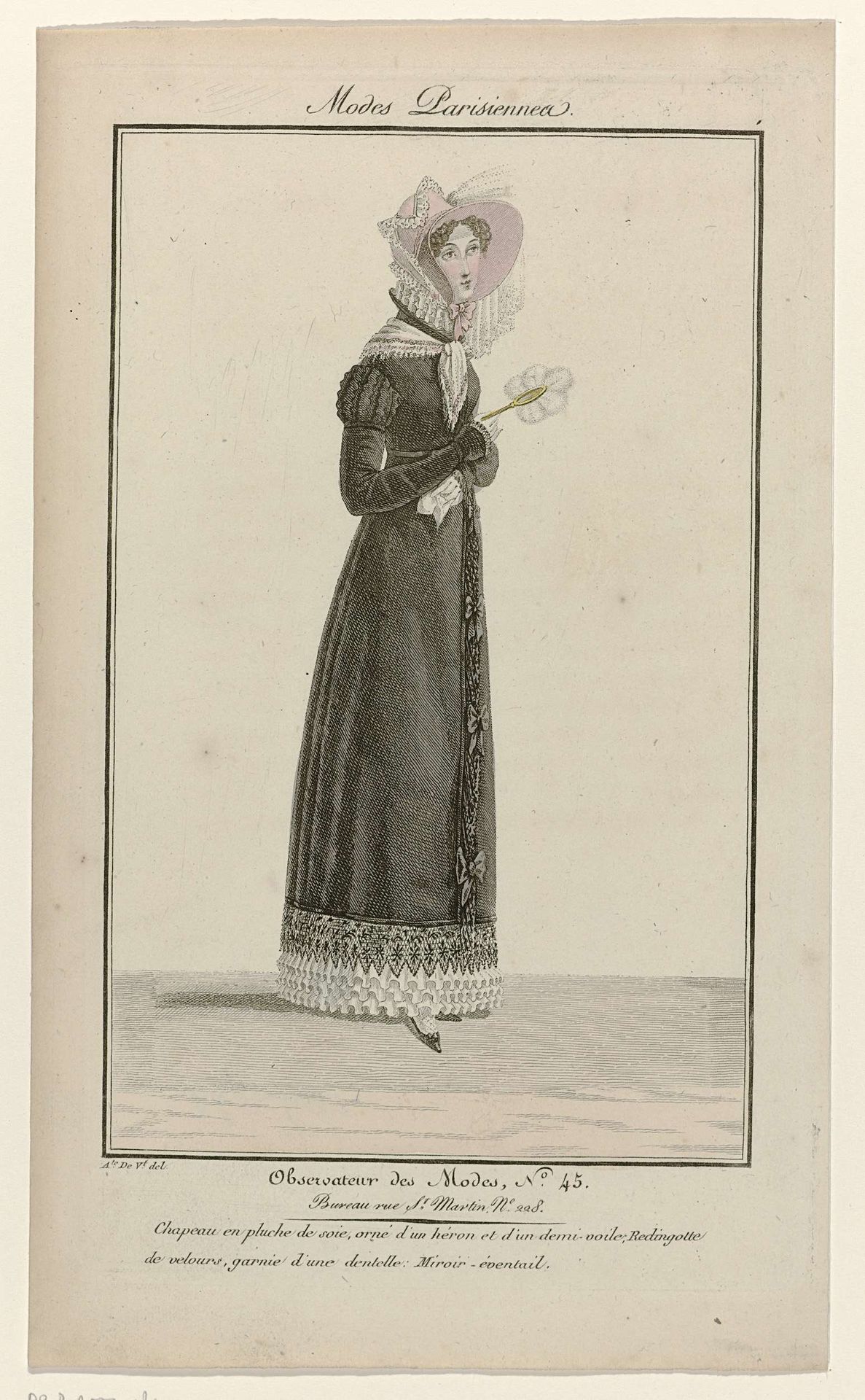 Observateur des Modes, Modes Parisiennes, 1820, No. 45 : Chapeau en pluche de soi (...) by Anonymous