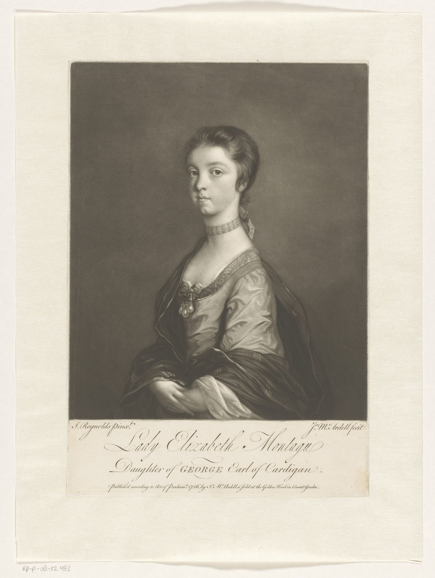 Portret van Elizabeth Montagu by James McArdell