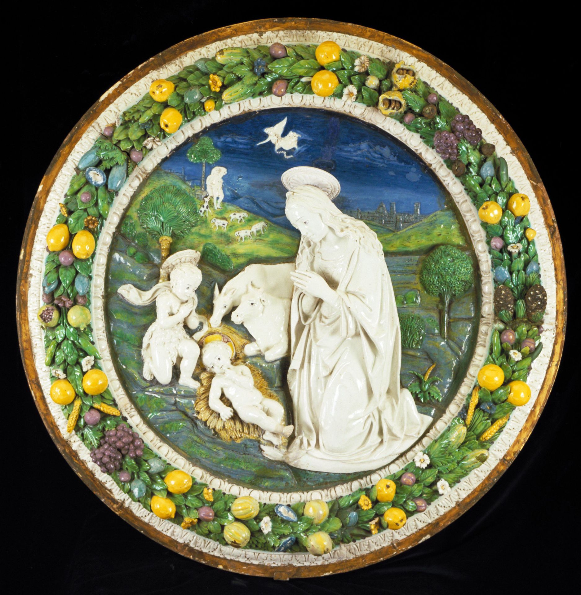 Madonna and Child with St. John the Baptist in Tondo by Attributed to Fra Mattia (Marco Giovanni della Robbia)