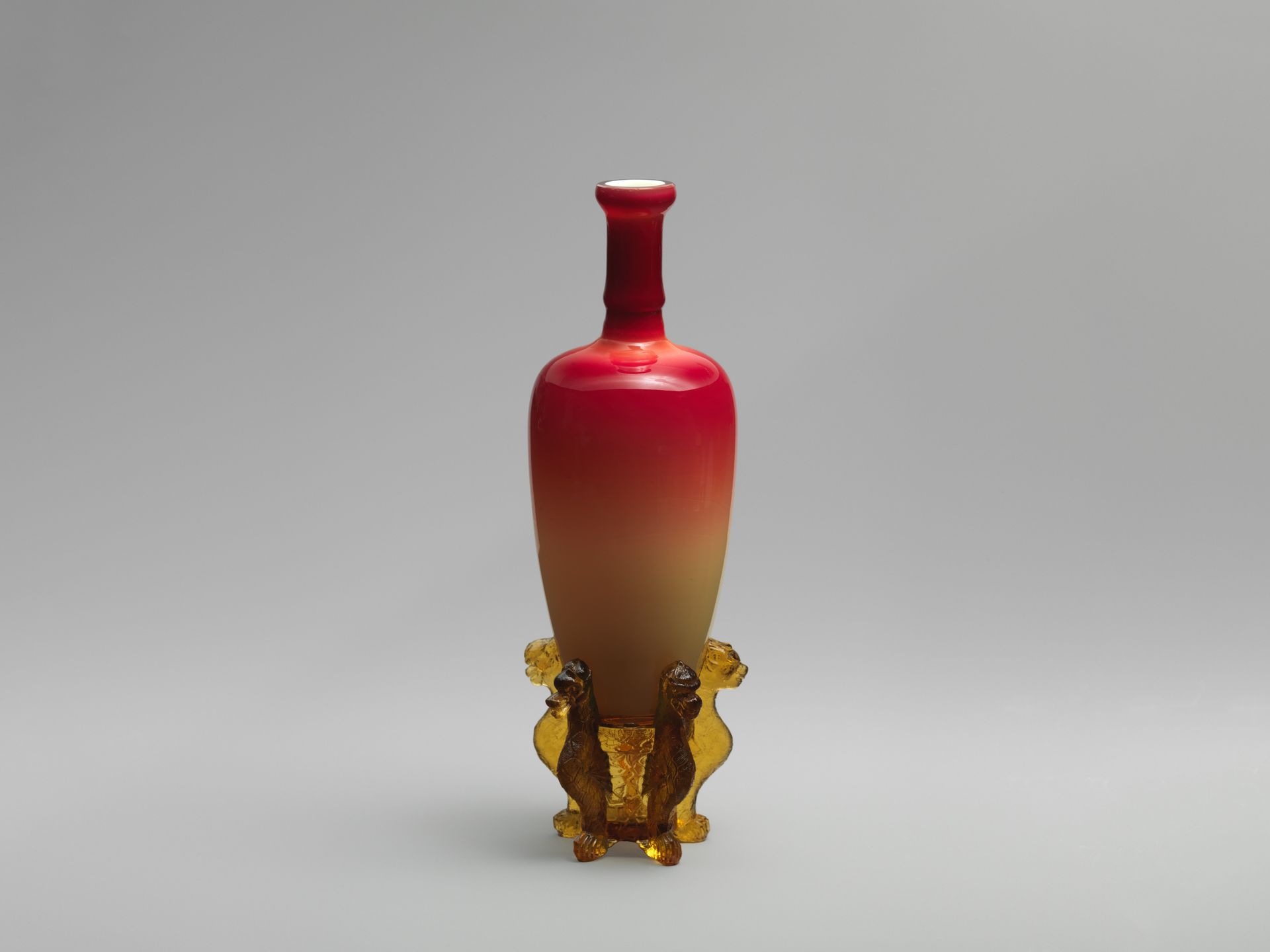 “Morgan Vase” and stand by Hobbs, Brockunier and Company
