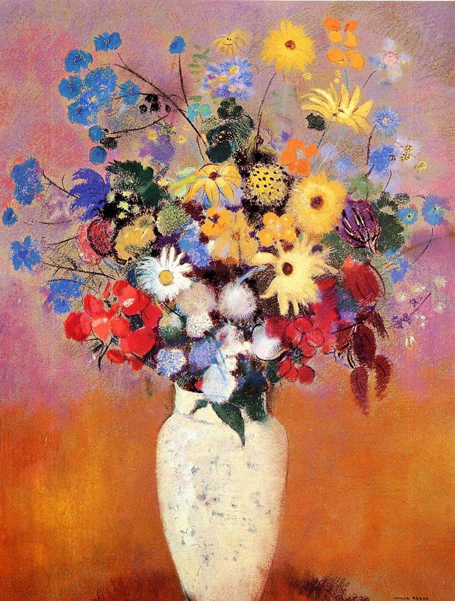 White Vase with Flowers by Odilon Redon