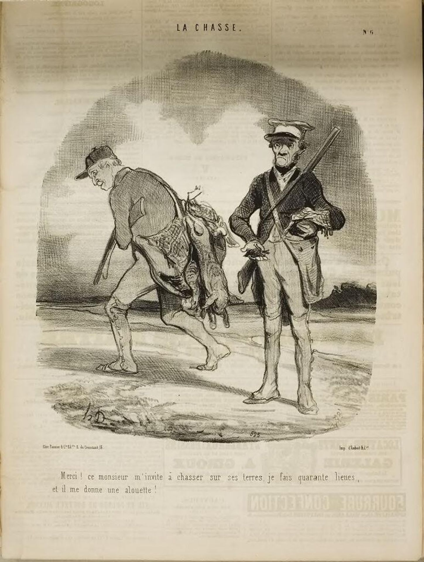 "Thank you!  This gentleman is inviting me to go hunting..." by Honoré Daumier