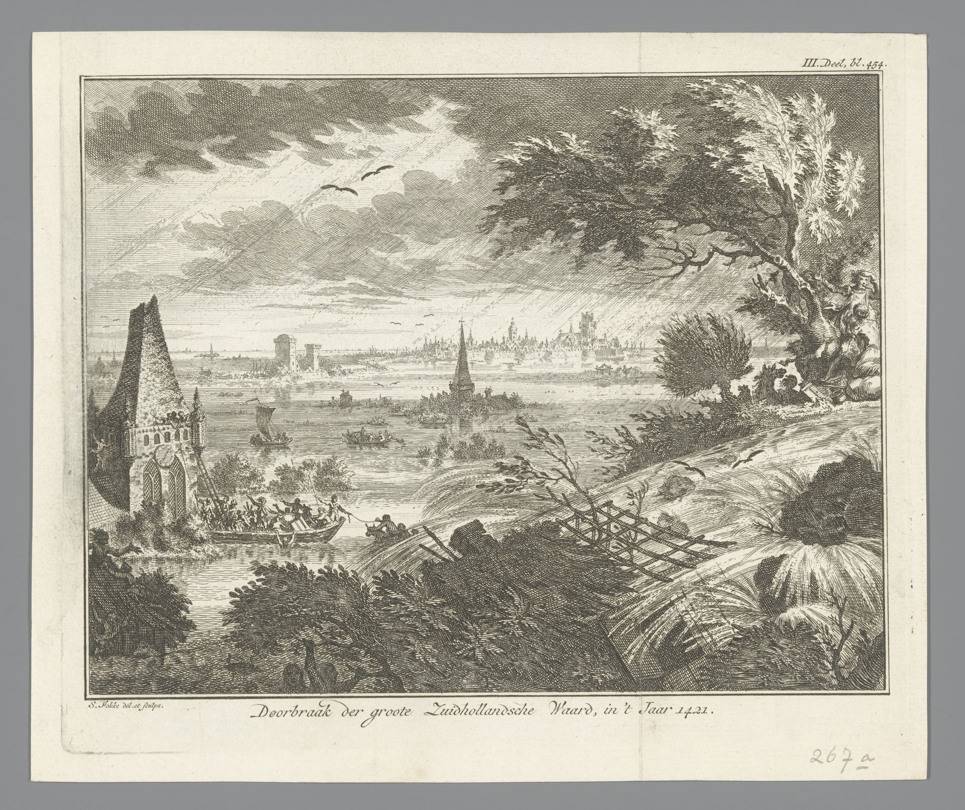 Doorbraak van de Hollandsche Waard, of de Sint Elisabethsvloed, 1421 by Simon Fokke