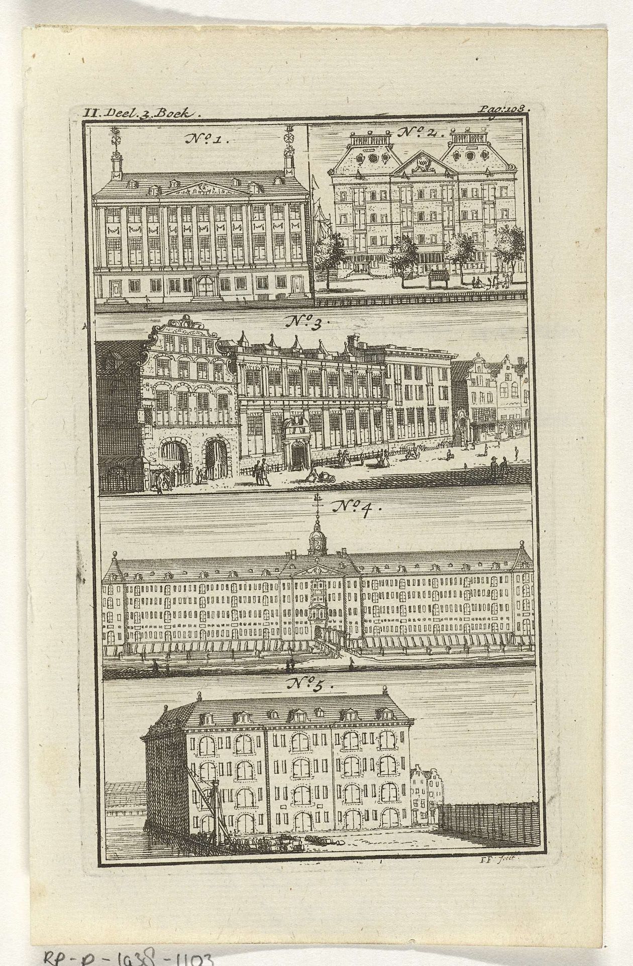 Vijf verschillende gebouwen te Amsterdam by Jacob Folkema