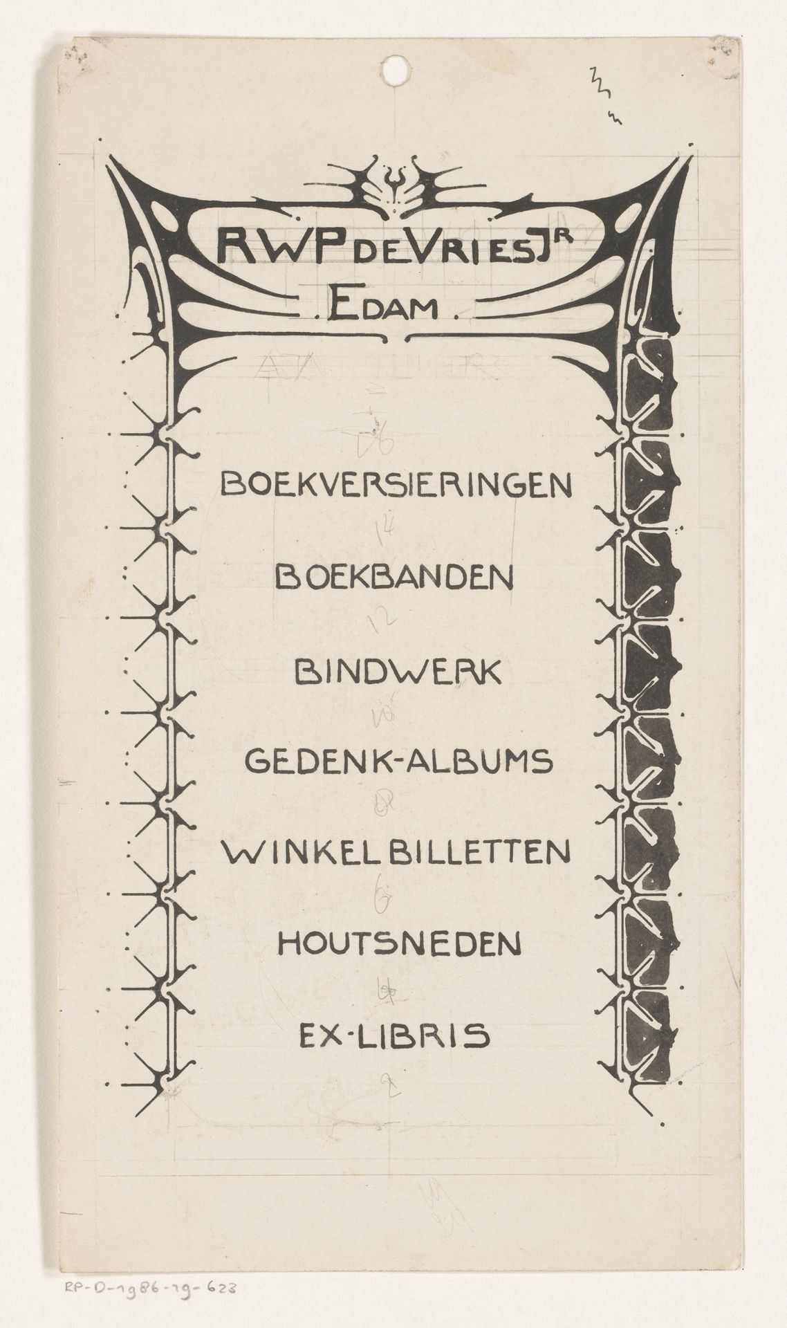 Ontwerp voor een reclame voor R.W.P. de Vries Jr. te Edam by Reinier Willem Petrus de (1874-1952) Vries
