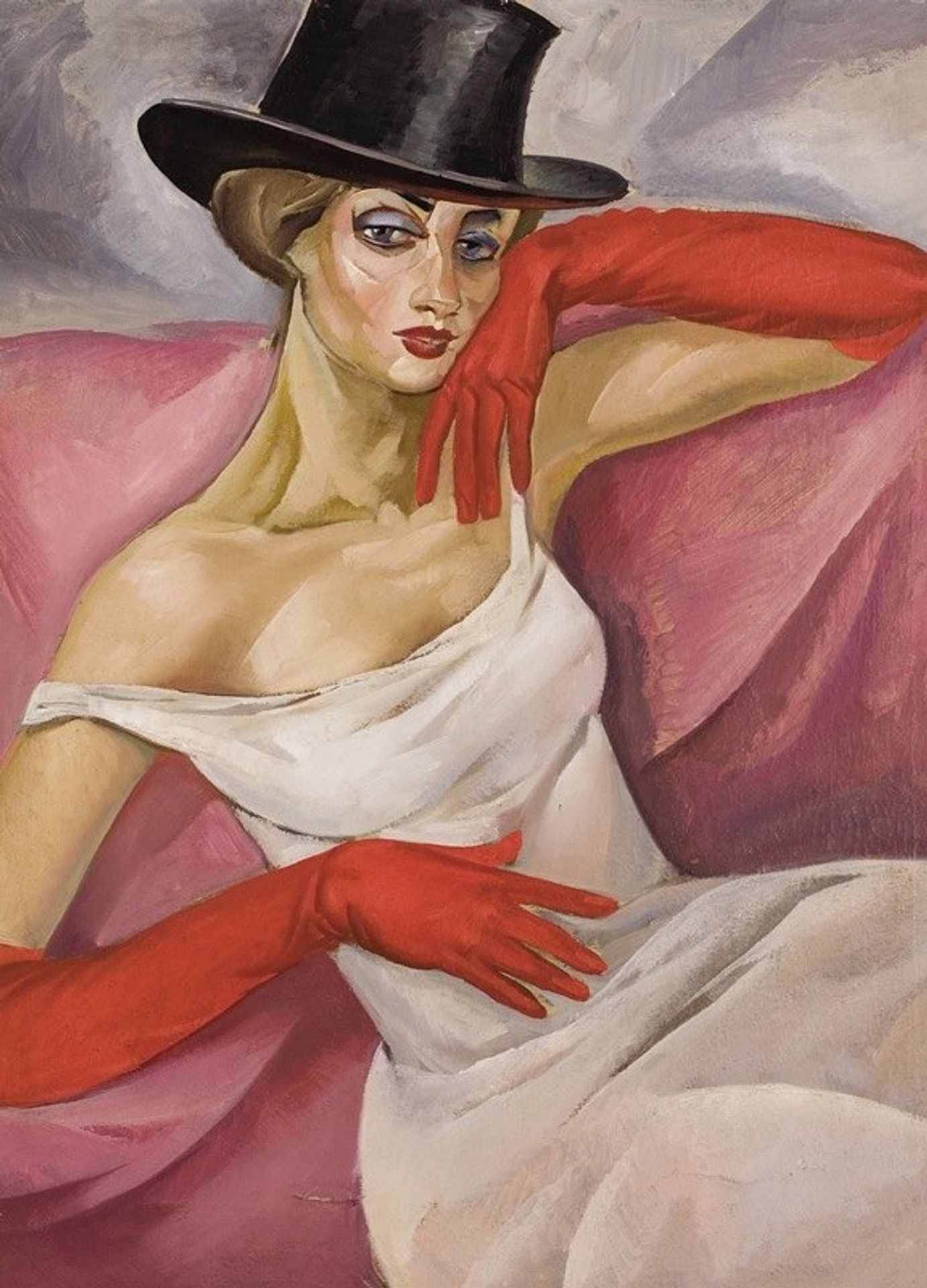 Lady in Top Hat by Boris Grigoriev