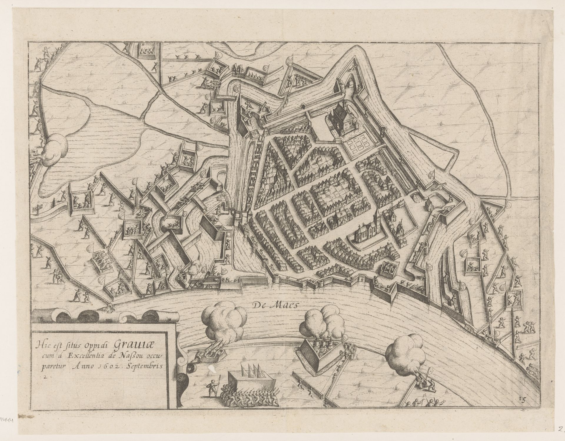Plattegrond van de vesting en belegering van Grave by Lambert Cornelisz