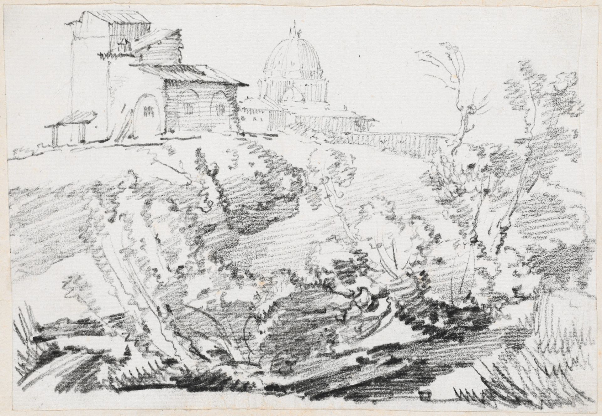 A Building on a Hill with Saint Peter's in the Distance by Joseph Marie Vien