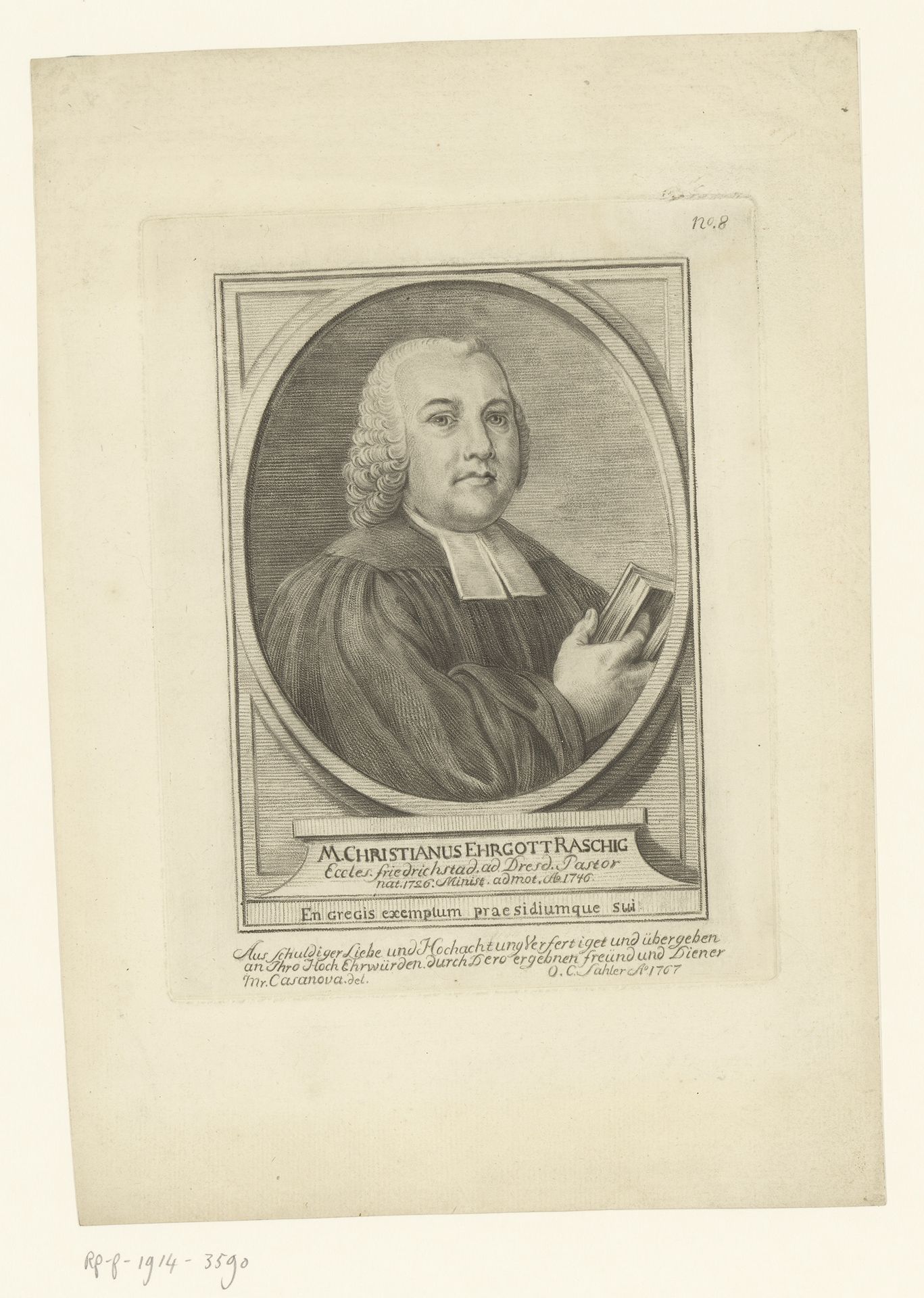 Portret van Christian Ehregott Raschig by Otto Christian Saler