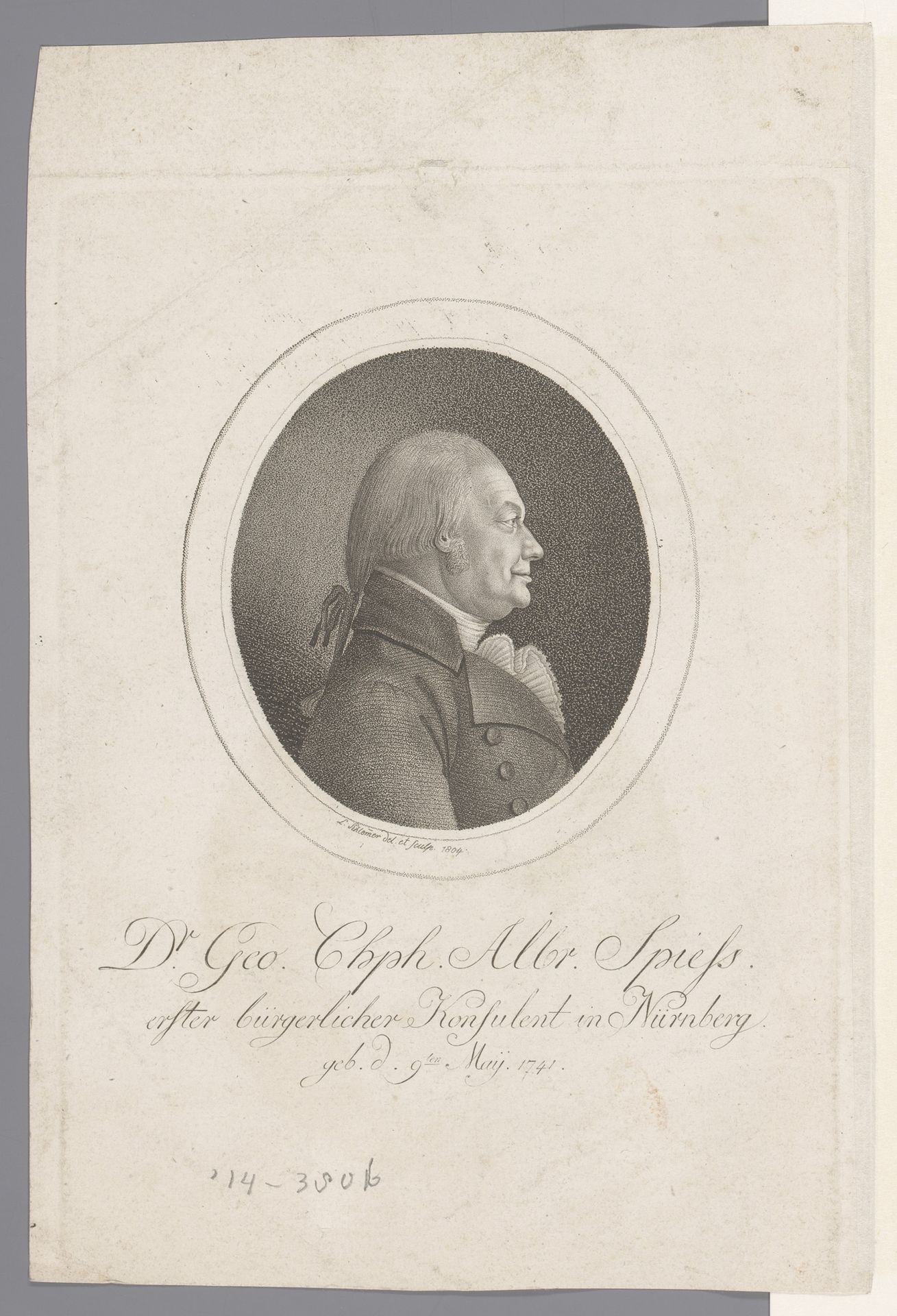 Portret van Georg Christoph Albrecht Spiess by Leonhard Schlemmer