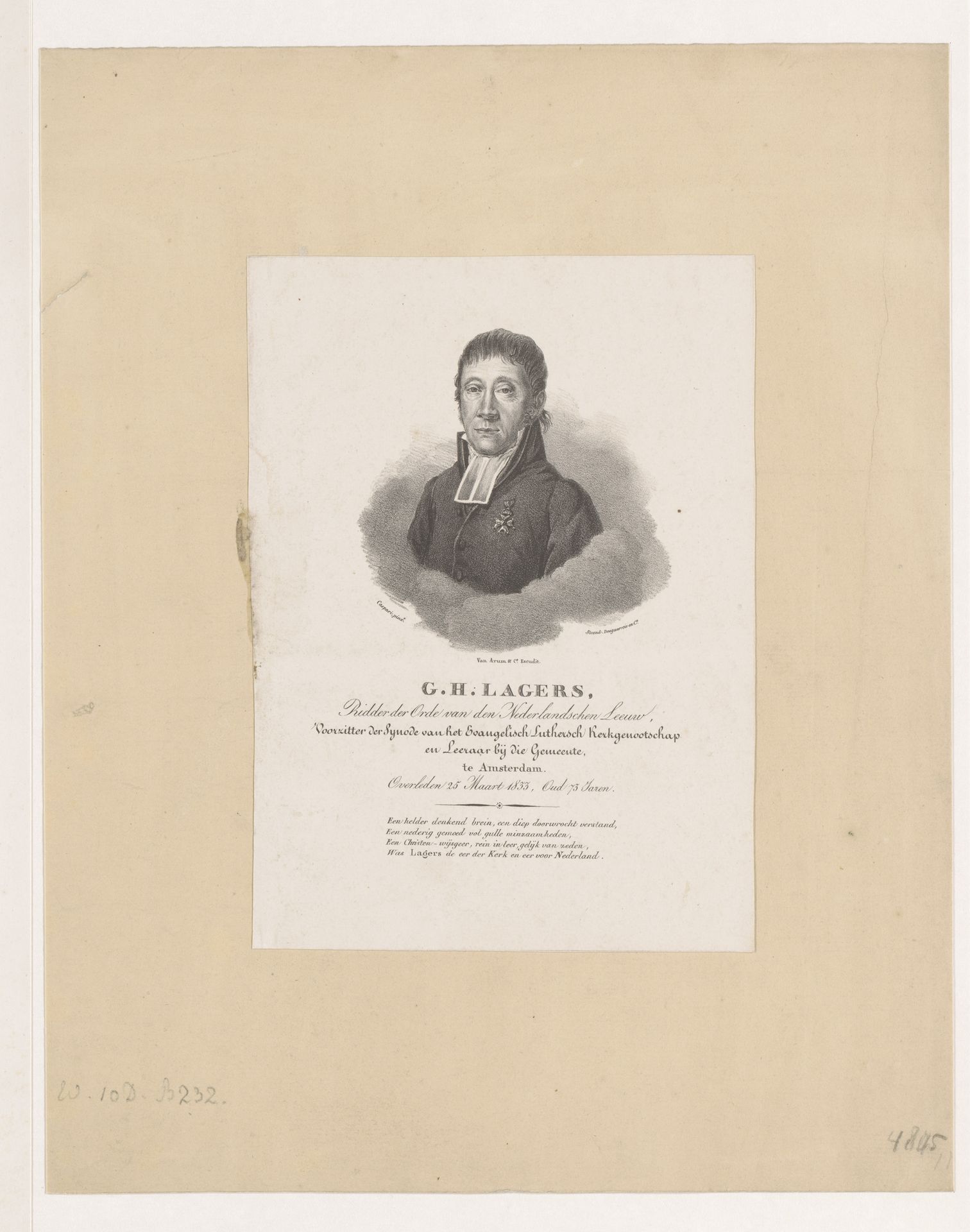 Portret van George Hendrik Lagers by Cornelis de Cocq