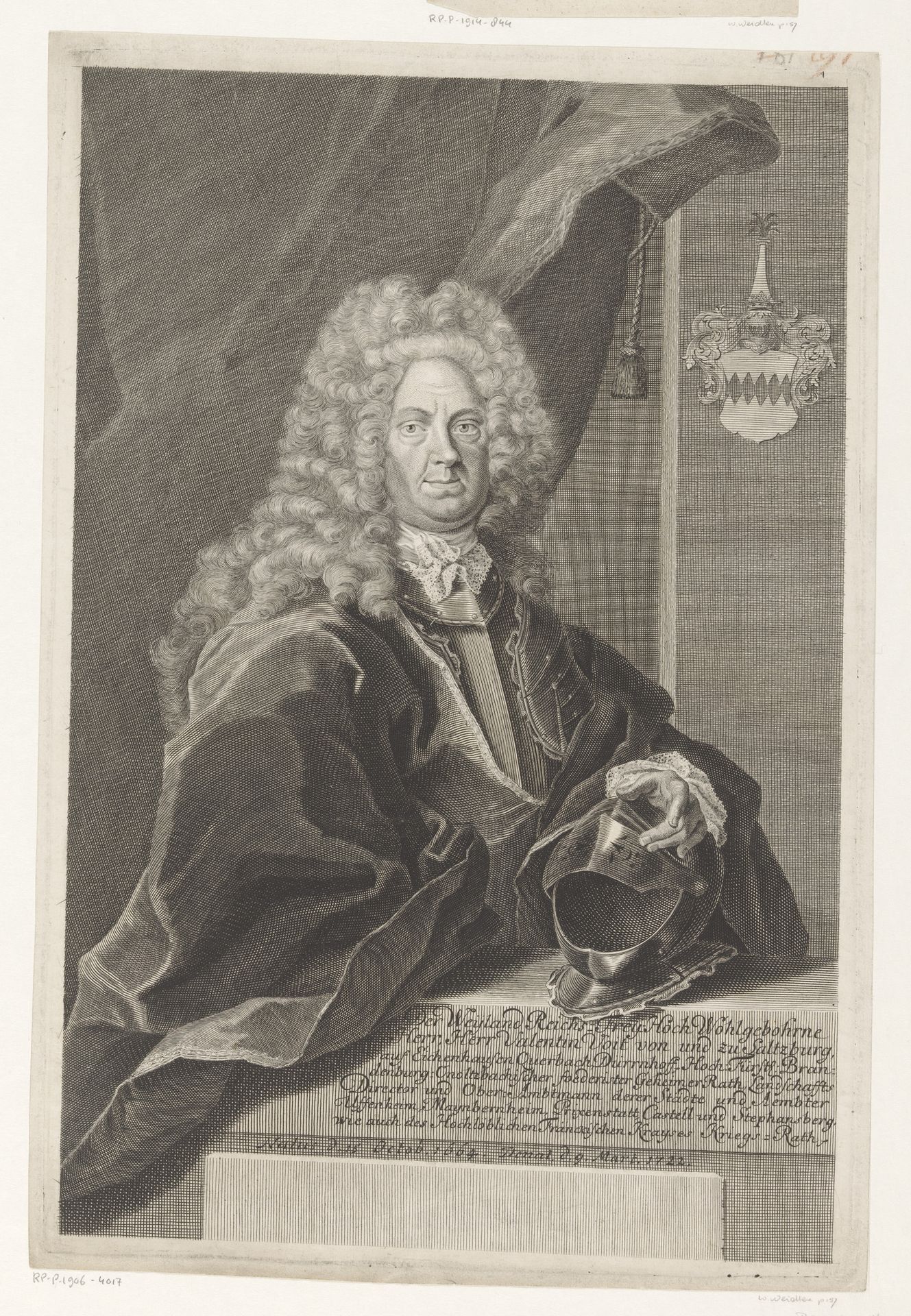 Portret van Valentin Voit von Salzburg by Martin Bernigeroth