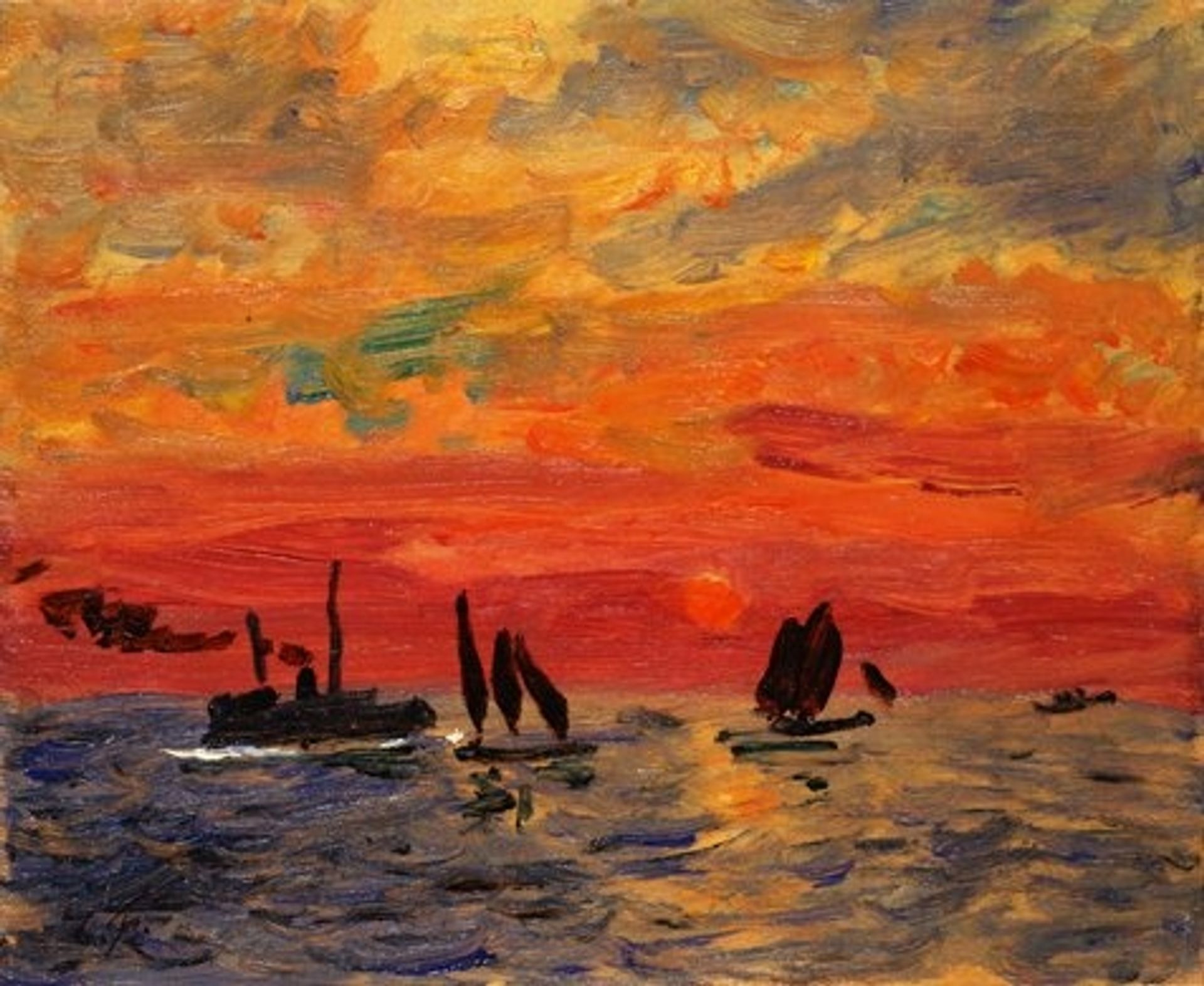 Sunrise, Kobe Port by Fujishima Takeji