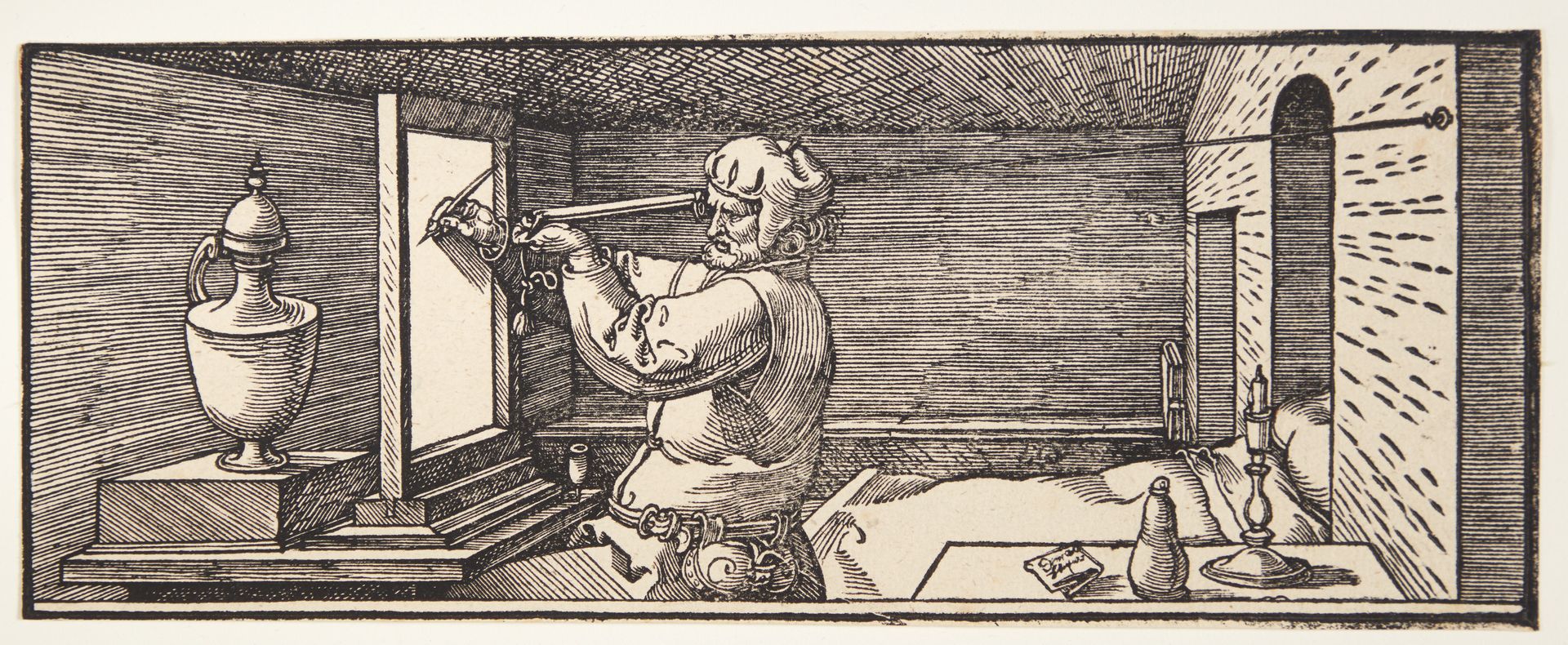 Draftsman drawing a vase by Albrecht Dürer