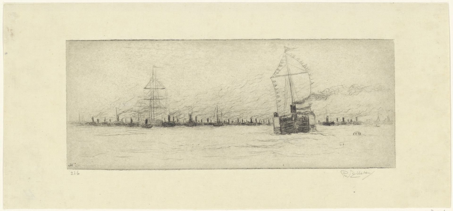 Schepen op de Maas by Philip Zilcken